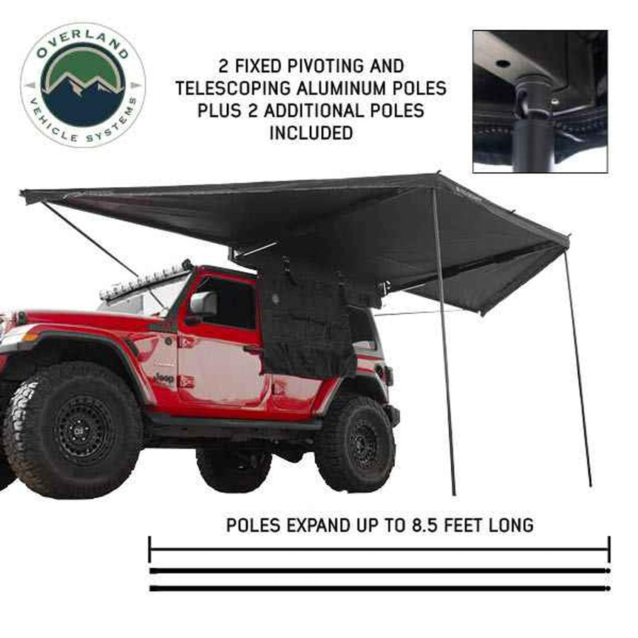 XD Nomadic 180 - Overland Vehicle Systems Awning, Black Body, Black Trim & Black Travel Cover - No Brackets, No Hardware, No Accessories