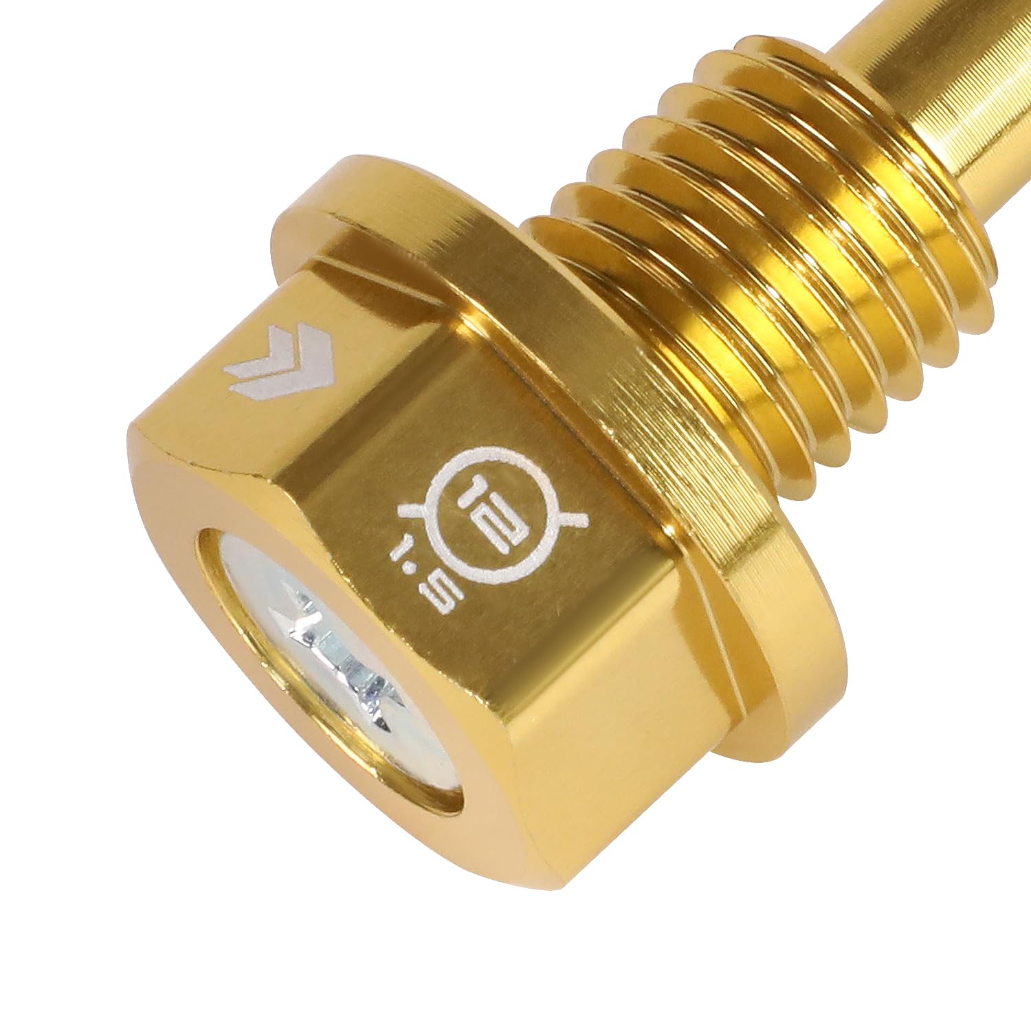 NRG Innovations Magnetic Oil Drain Plug, Engine Oil Drain Nut M12 X 1.5 Thread Size w/Washer, Gold, T-6061 Aluminum w/Stainless Steel Internal Magnet, NRG-NOP-400GD