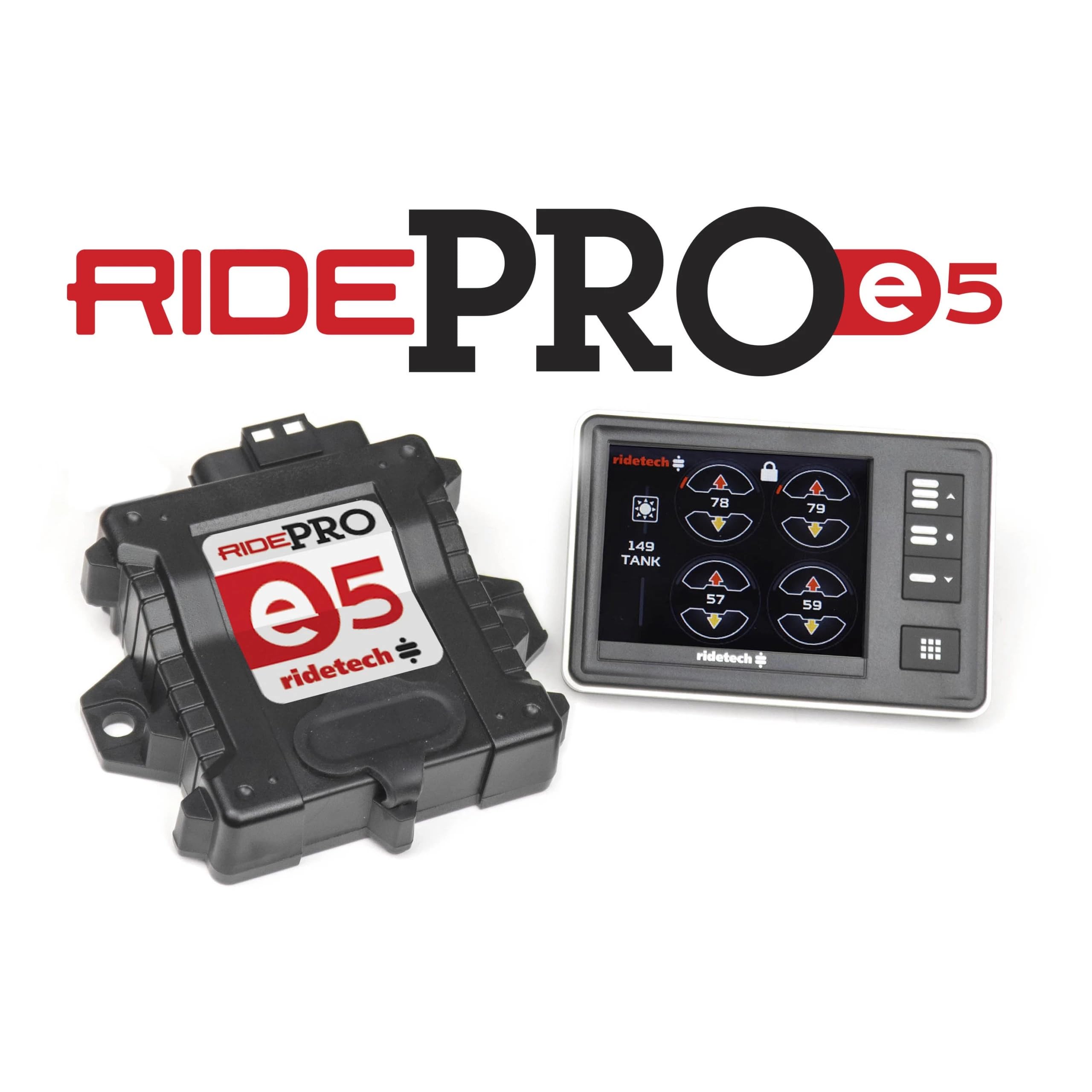 RidePro E5 Air Ride Suspension Universal Control/Management System | 5 Gallon Tank | Dual Compressor Kit | Valves 1/4 inch