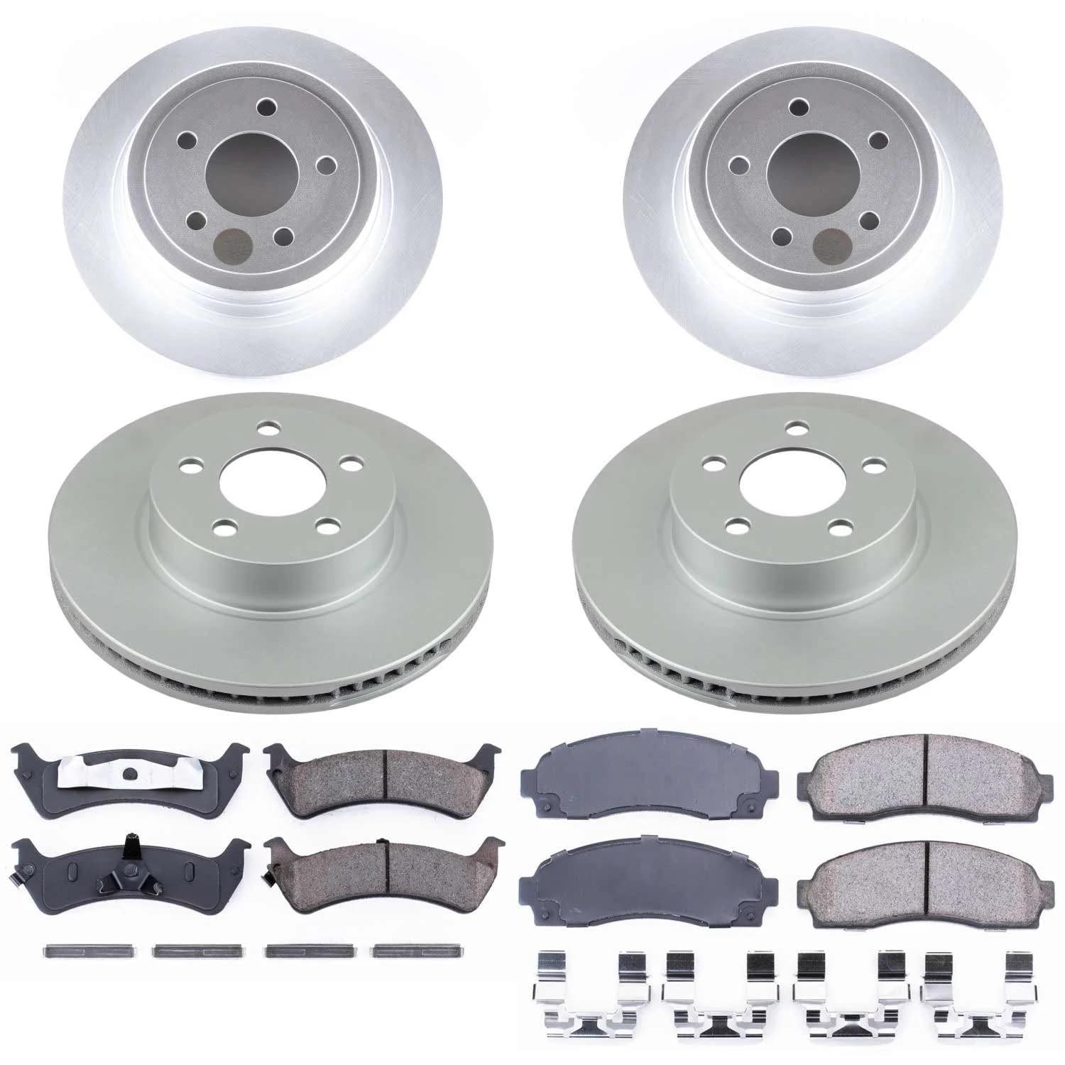 Power Stop CRK1924 Brake Rotor and Coated Ceramic Brake Pads- Front & Rear For Ford Explorer Sport 2003 [Model Specific]