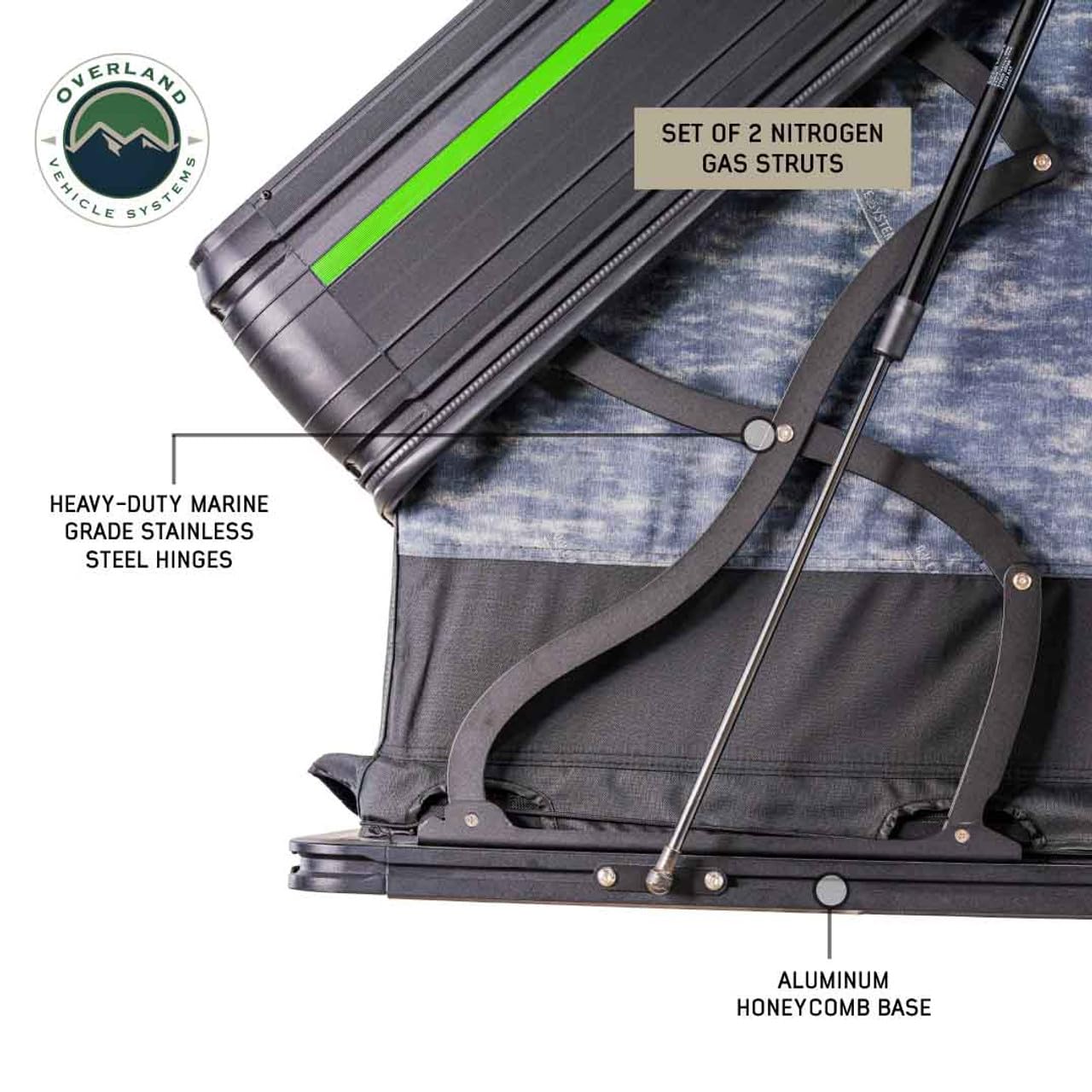 XD Everest Overland Vehicle Systems Cantilever Aluminum Hard Sheel Roof Top Tent with Black Out Kit - Grey Body & Black Rainfly (4 Person Roof Top Tent)