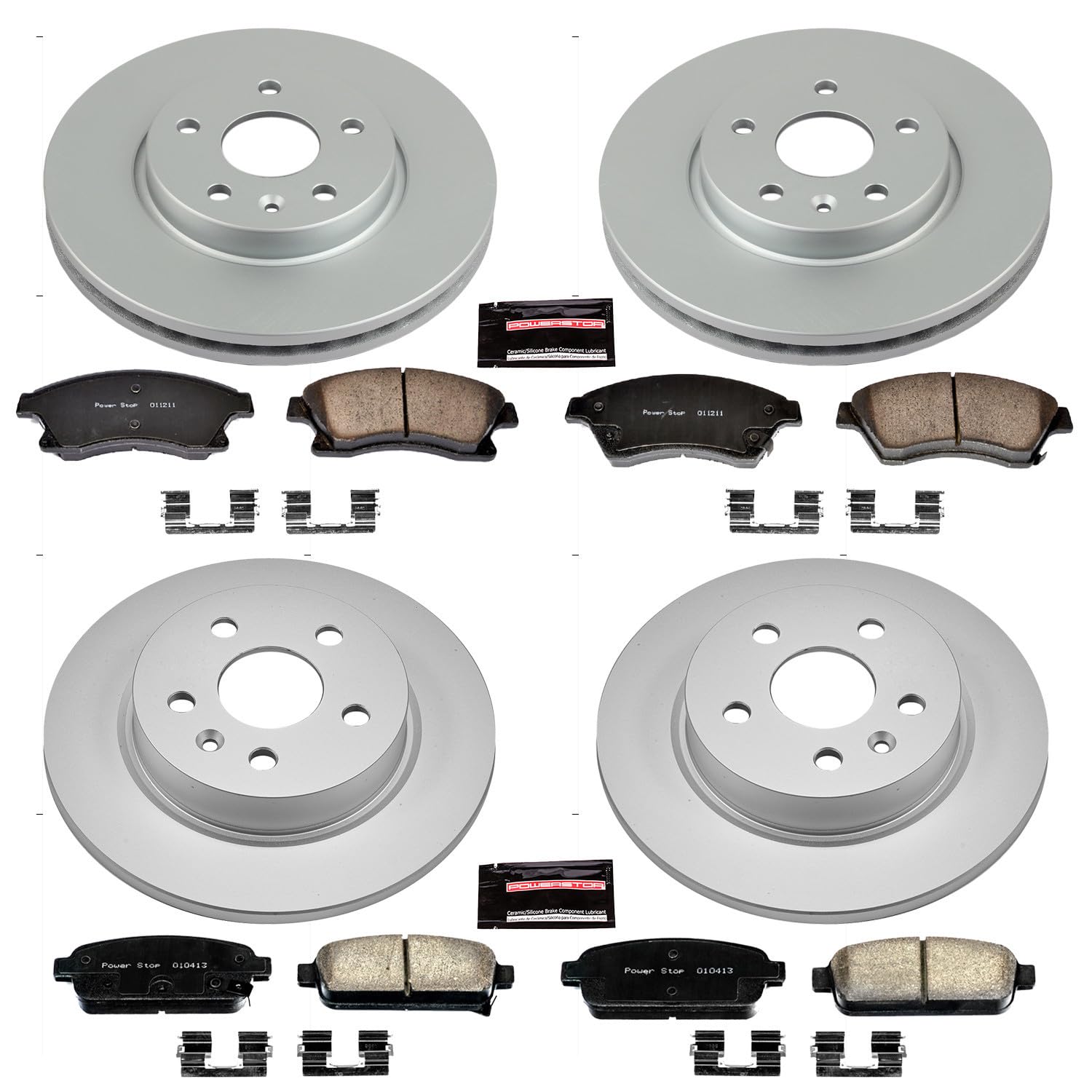 Power Stop CRK5551 Brake Rotor Coated & Ceramic Brake Pads- front & rear For Chevrolet Cruze 2011-2015, Chevrolet Cruze Limited 2016, Chevrolet Sonic 2013-2016 [Model Specific]