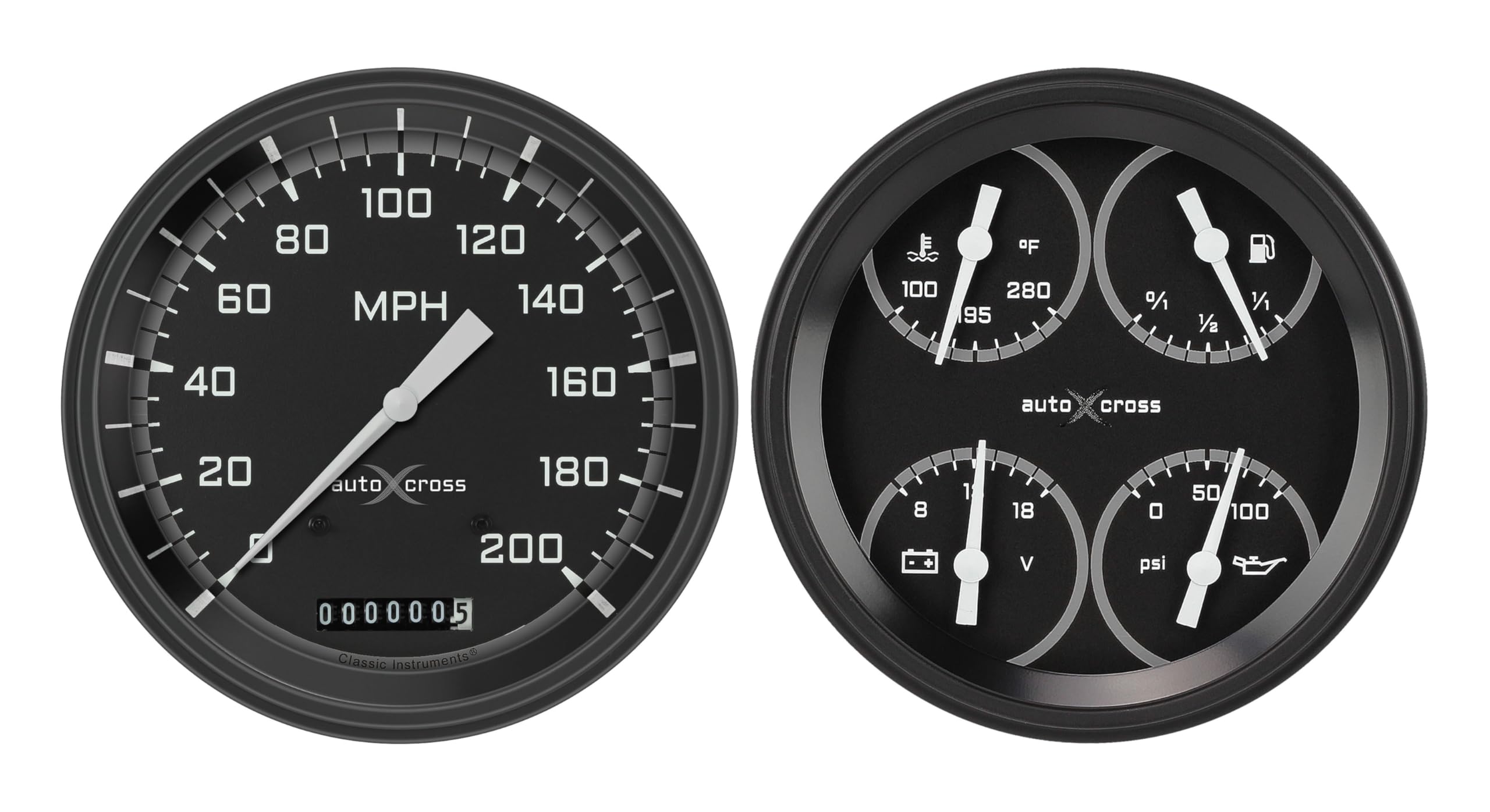 AX52GBLF Classic Instruments Autocross Gray 6 Gauge Set