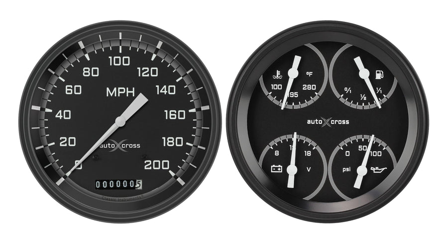 AX52GBLF Classic Instruments Autocross Gray 6 Gauge Set