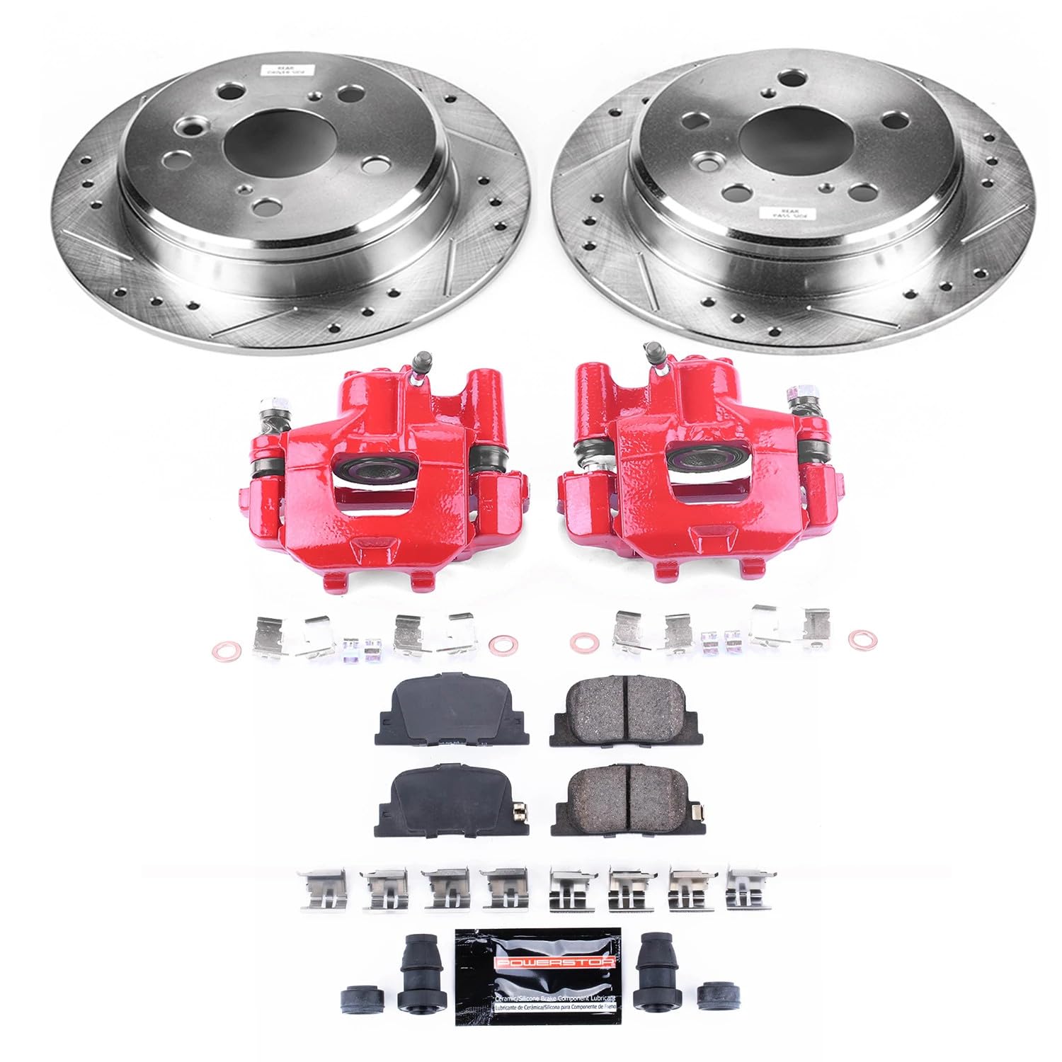 Power Stop Z23 Evolution Sport Rear Brake Caliper Kit- Brake Pads, Brake Rotors and Brake Calipers For Lexus ES300 2000-2001, Toyota Camry 2000-2001 [Model Specific]