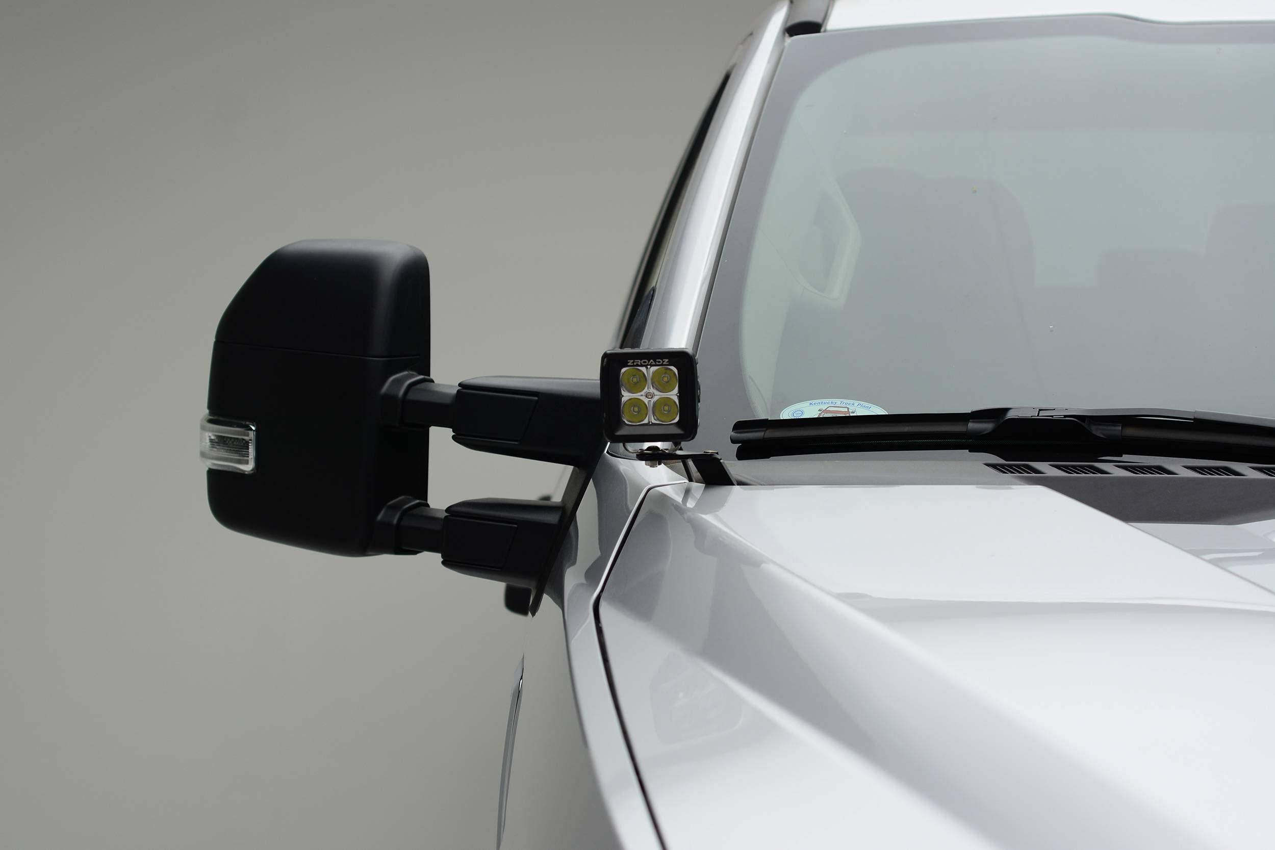 ZROADZ LED Mounting Bracket Ditch Hood Hinge - Compatible w/ 2017-2022 Ford F-250 350 450 550 - to Mount (2) 3 Inch LED Pod Lights - Mild Steel Gloss Black - Bolt-On Easy Installation - PN #Z365471