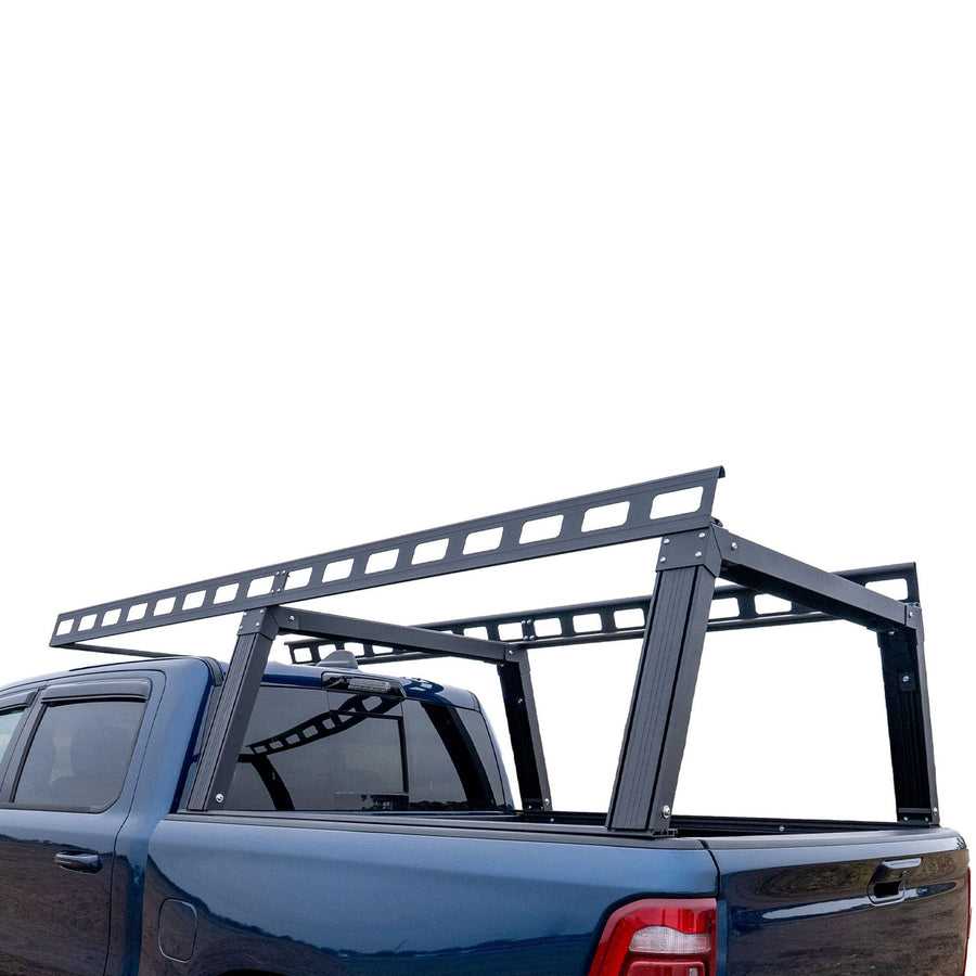 Heavy Duty Black Horse Ladder Rack Over Cab System 6.5' Bed Black Powder Coated Compatible with All 3/4-ton Trucks with 6.4ft to 6.7ft Bed Length Not Compatible with tonneau covers-CSFRHD65B