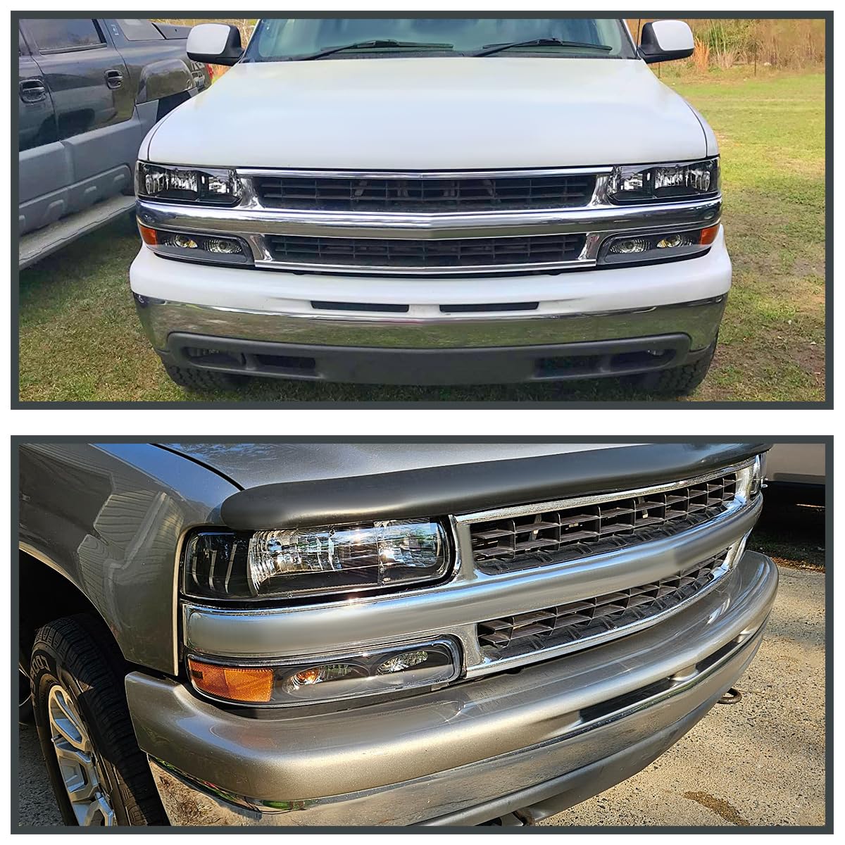 Black Headlights + Bumper Lights SPEC-D TUNING Compatible with 1999-2002 Chevy Silverado 2000-2006 Tahoe Suburban, Left + Right Pair Headlamps Assembly