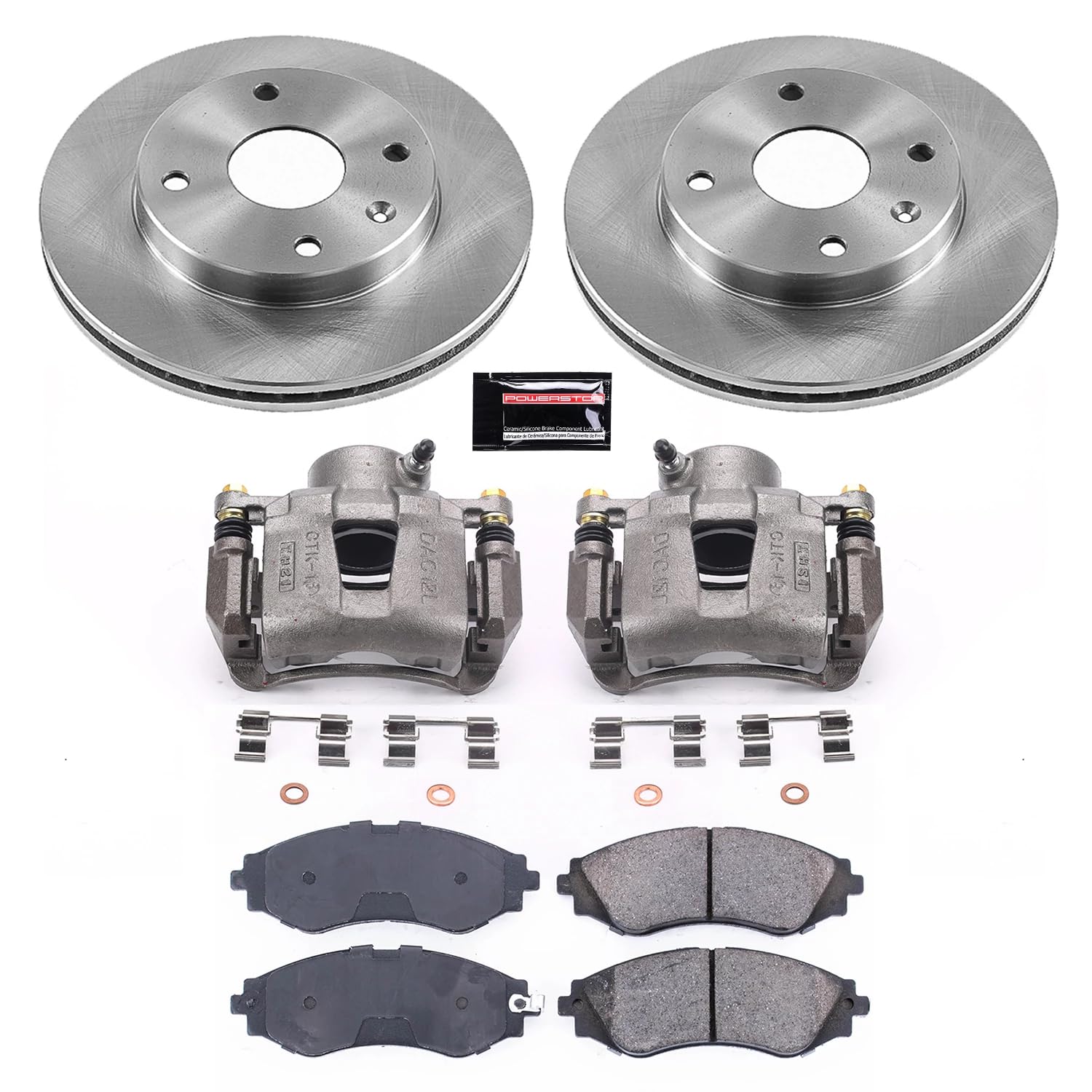 Power Stop KCOE5894 Replacement Autospeciality Front Caliper Kit- OE Rotors, Ceramic Brake Pads, Calipers For Suzuki Forenza 2004-2008, Suzuki Reno 2005-2008 [Model Specific]