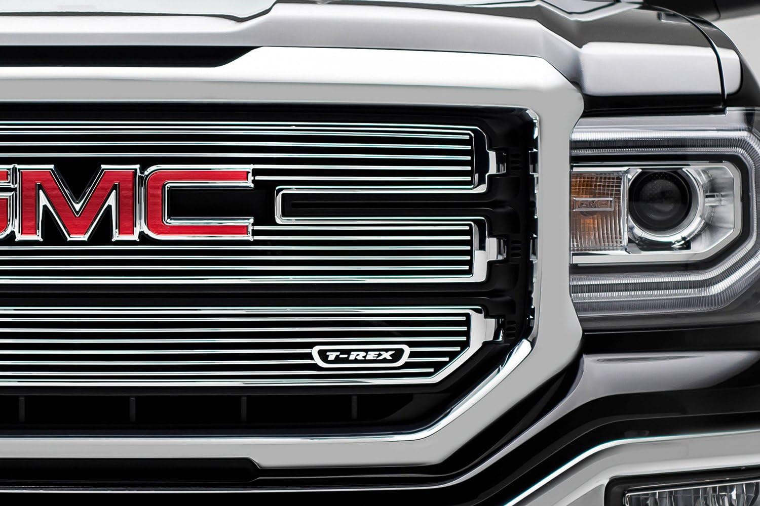 2016-2018 Sierra 1500 SLE T-Rex Grilles Laser Billet Grille, Polished, 3 Pc, Overlay - PN #6212130