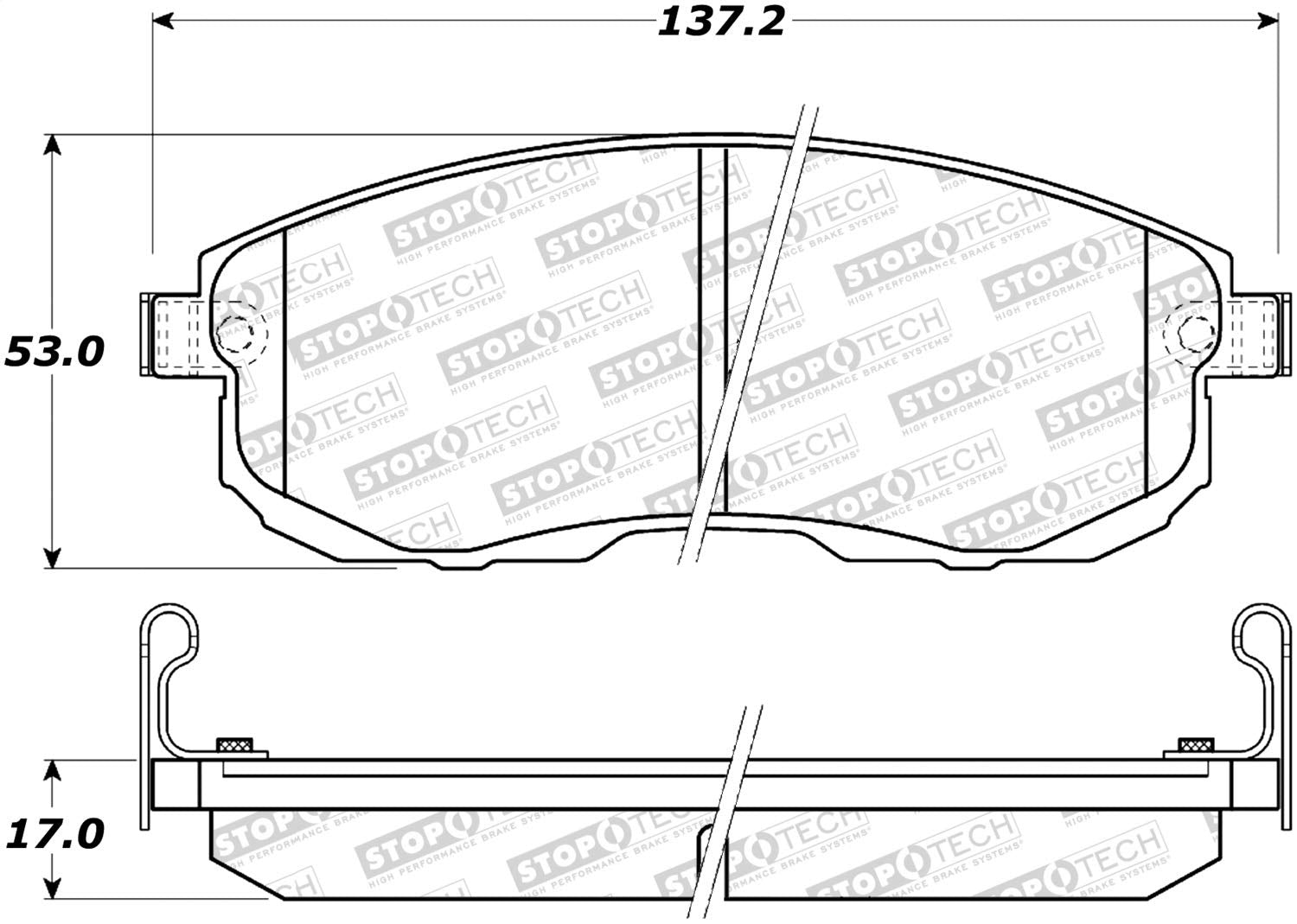 Front StopTech 308.08153 Brake Pads with Shims and Hardware Street