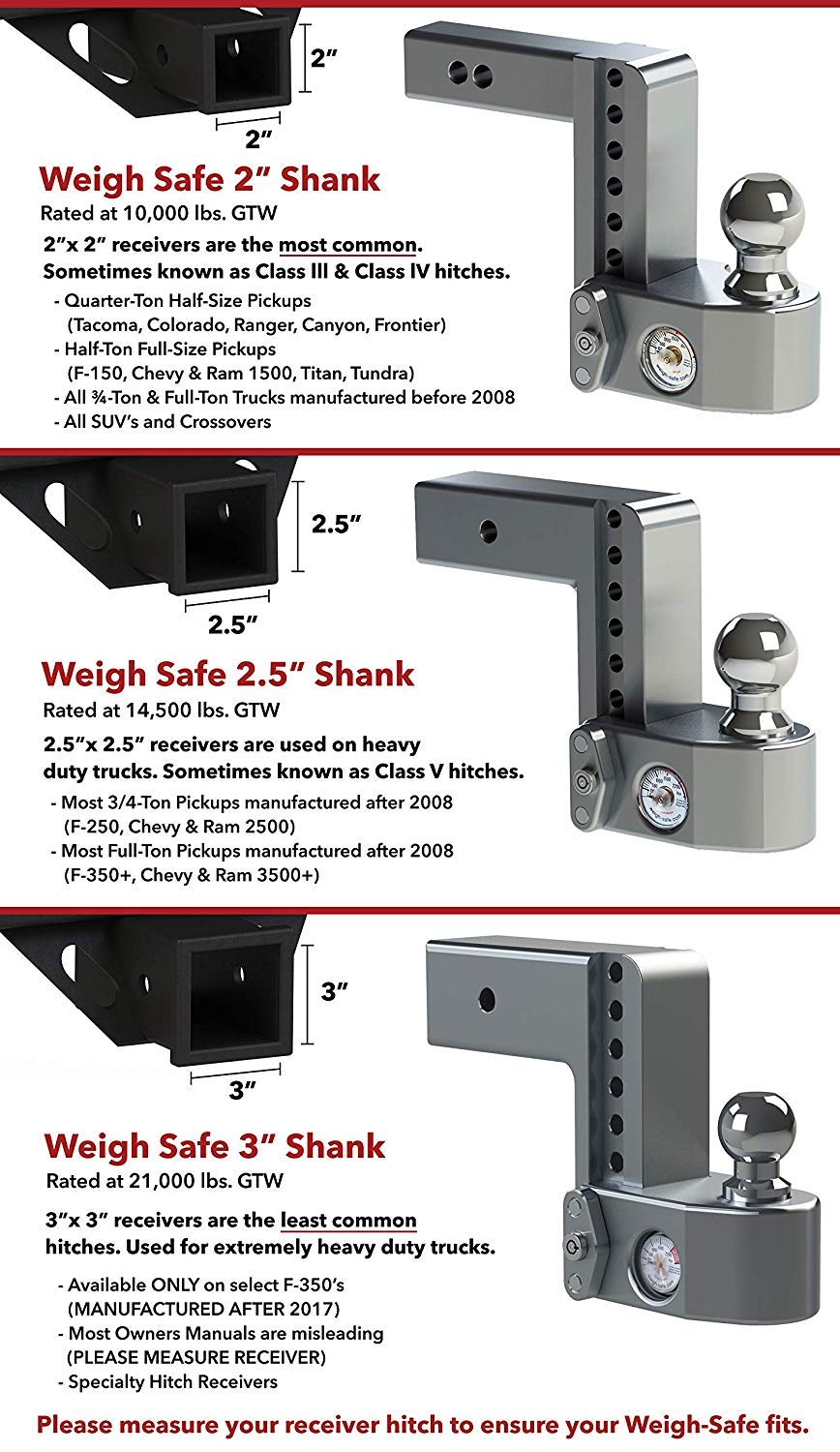 Weight Safe 4" Drop Hitch WS4-2.5-CER-BLA w/ 2.5" Shank (8K/18.5K GTWR) Cerakote Black Coating