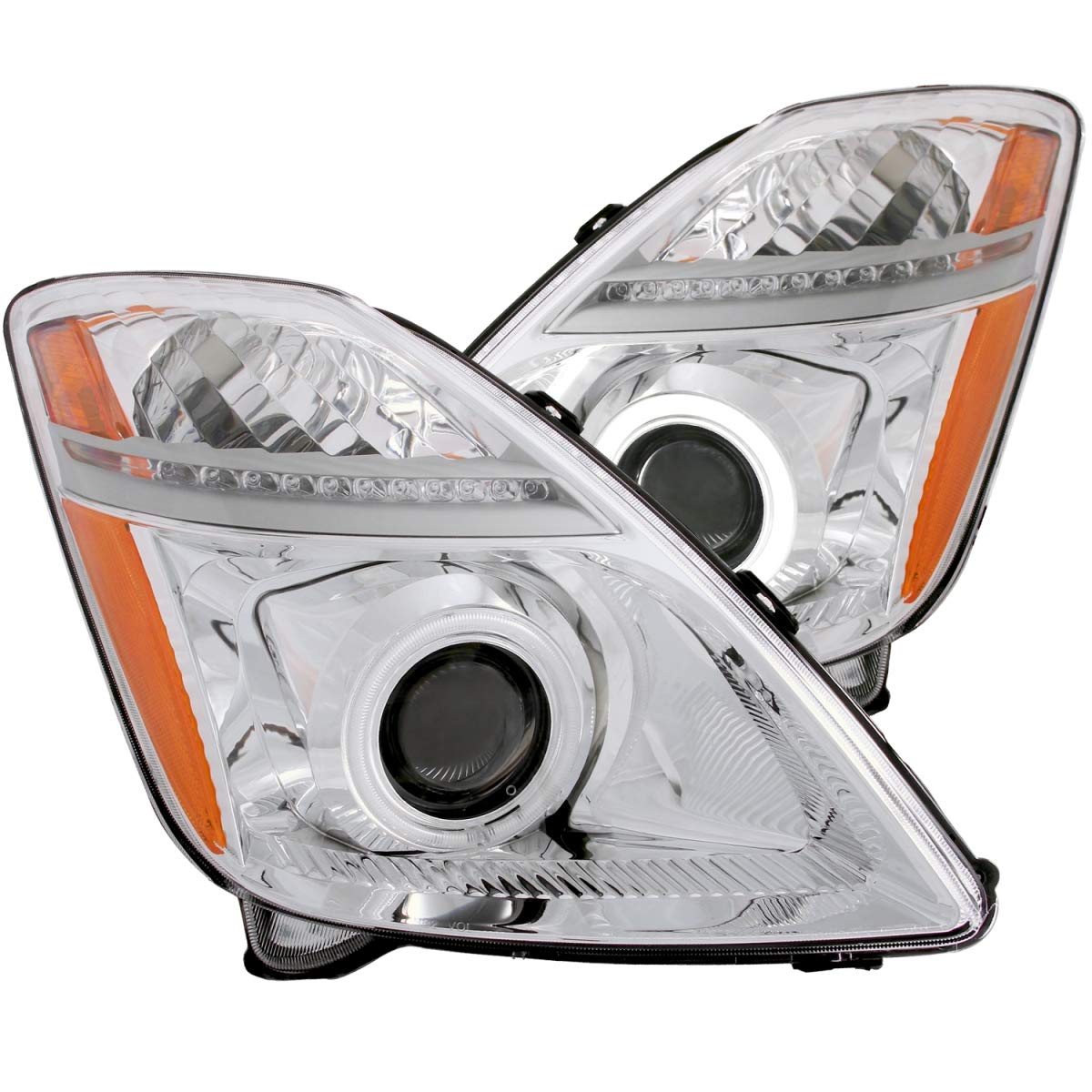 Chrome Clear/Amber Halo Headlight AnzoUSA for Toyota Prius - (Sold in Pairs)