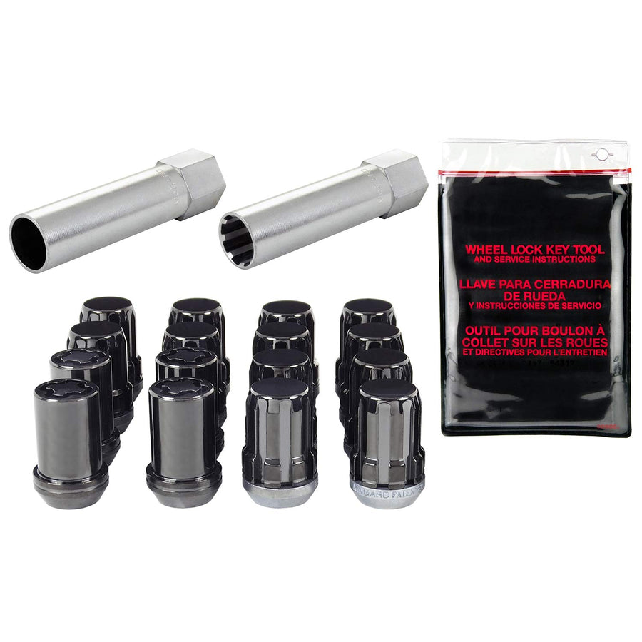 SplineDrive McGard 65454BK Wheel Installation Kit Black (M12 x 1.25 Thread Size) - for 4 Lug Wheels, 12 Lug Nuts / 4 Locks / 1 Key / 1 Install Tool