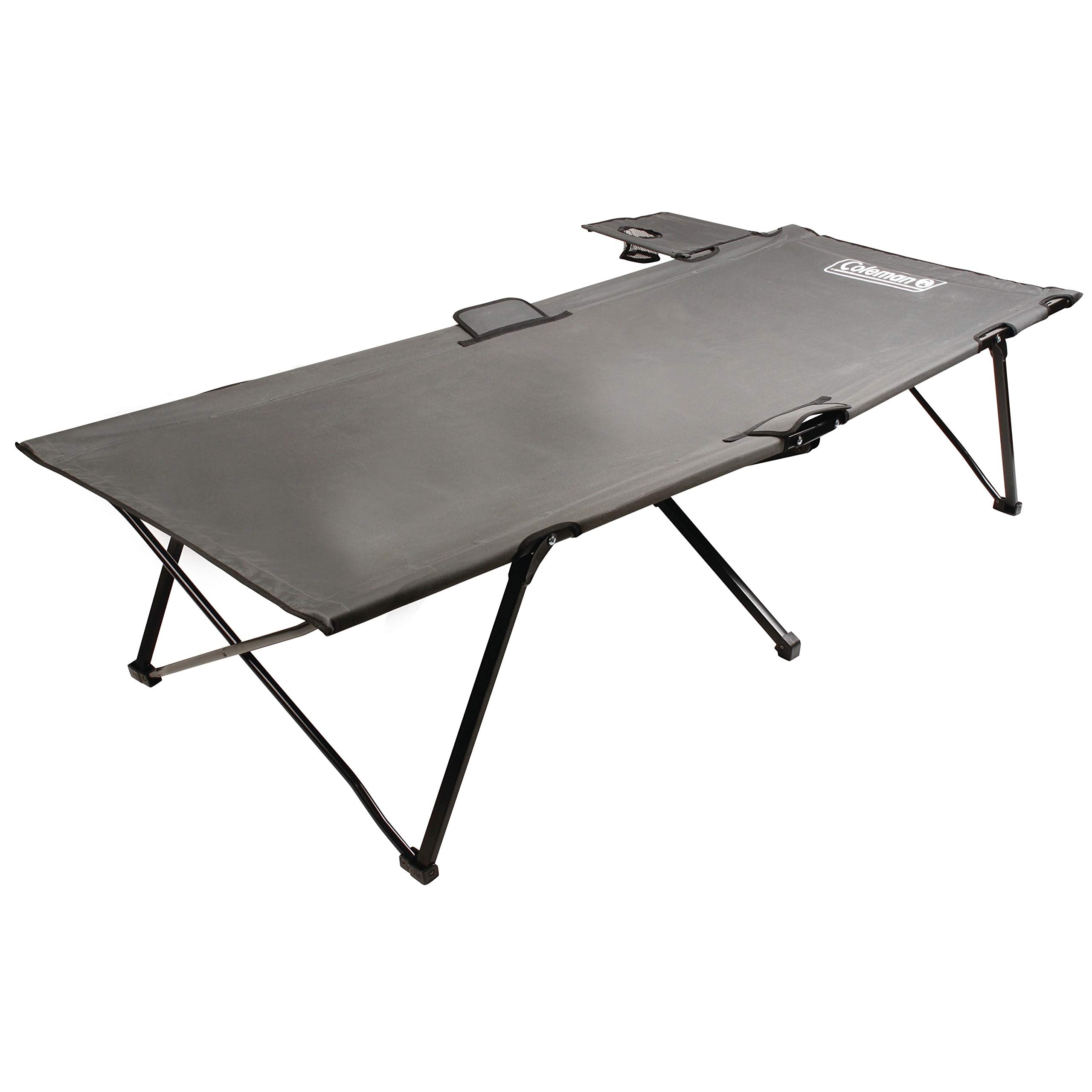 Coleman Big ‘n Tall Pack-Away Camping Cot with Removable Side Table, Extra Wide Cot Fits Adults up to 6ft 6in or 300lbs, Carry Bag Included