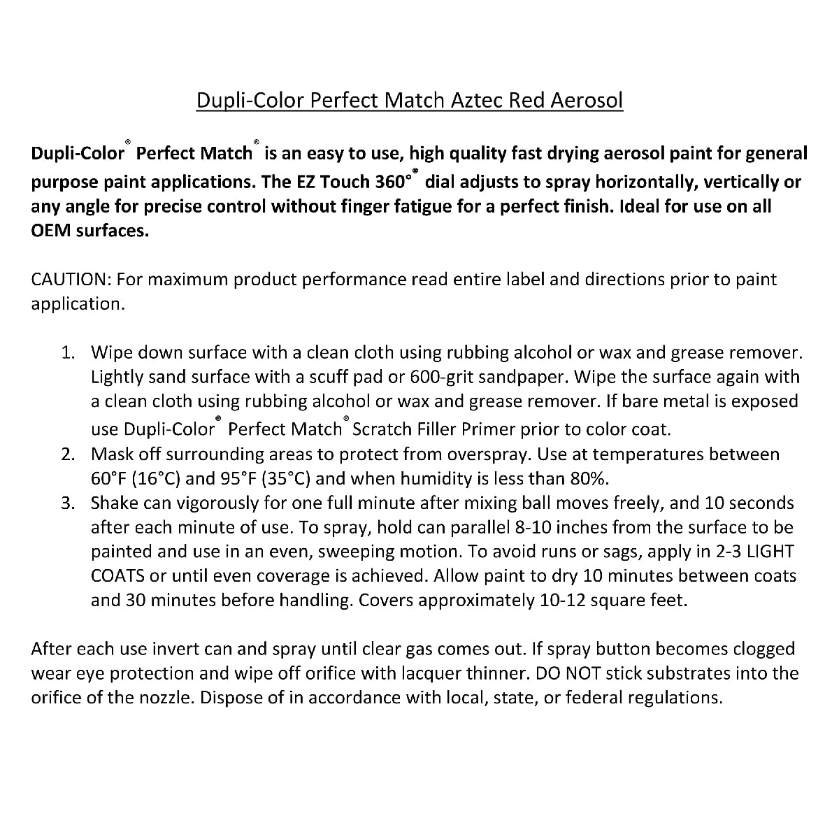 Perfect Match Dupli-Color EBNS05687 Automotive Spray Paint - Aztec Red, AG2-8 oz. Aerosol Can