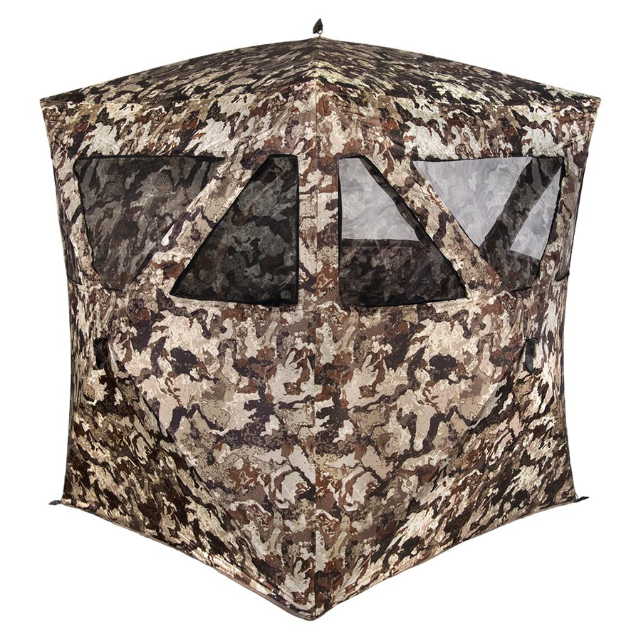 Muddy Whitetail Hunting Deer Buck Hog Watertight 300D Fabric Standing Height 66” Veil Camo Pattern Three Person Ground Blind