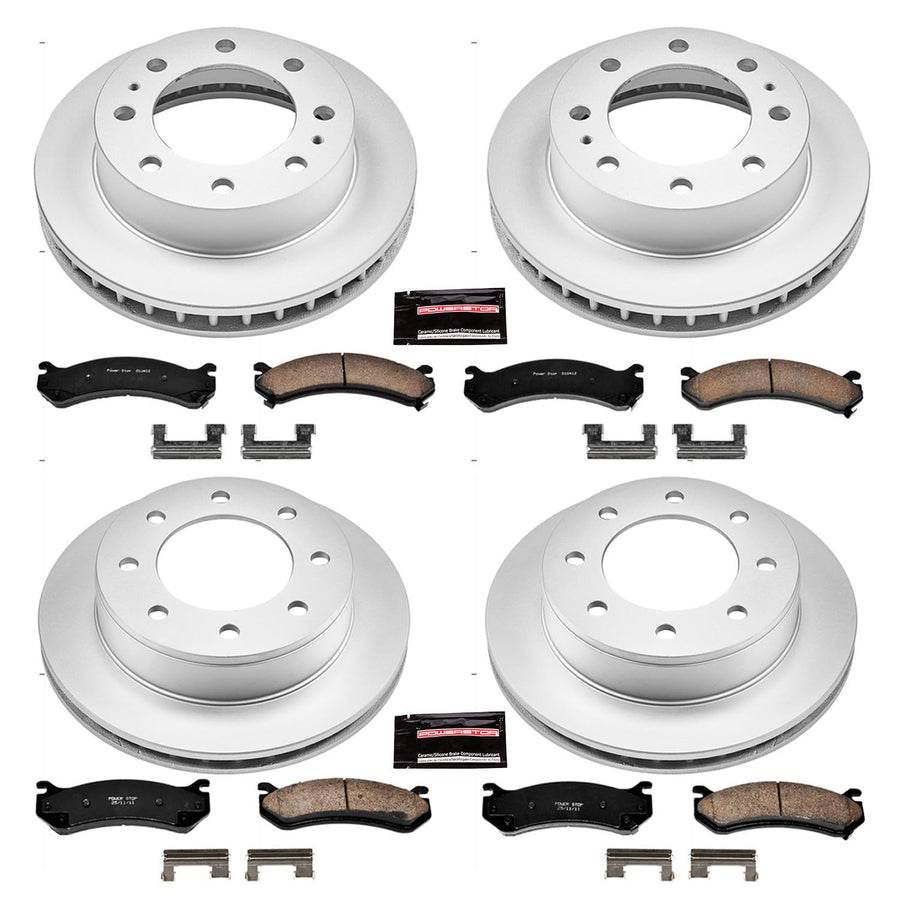 Power Stop Coated Brake Rotor & Ceramic Brake Pads CRK2023- front & rear