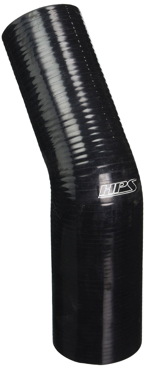 HPS 45 degree HTSER45-238-256-BLK Silicone High Temperature 4-ply Reinforced Reducer Coupler Hose, 55 PSI Maximum Pressure, 4" Leg Length on each side, 2-3/8" > 2-5/9" ID, Black