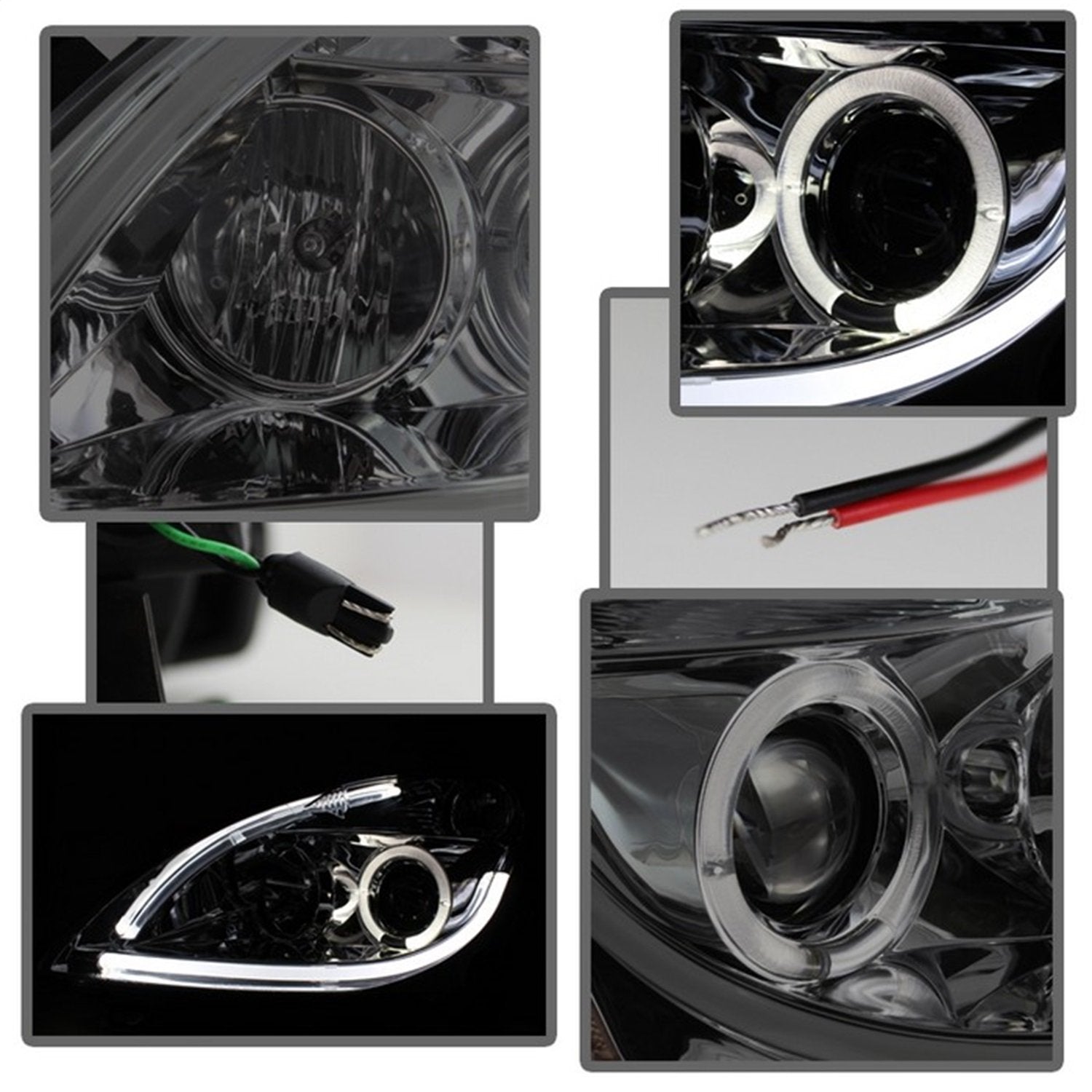 LED Halo Spyder Auto Projector Headlights Chrome/Smoked 5076854