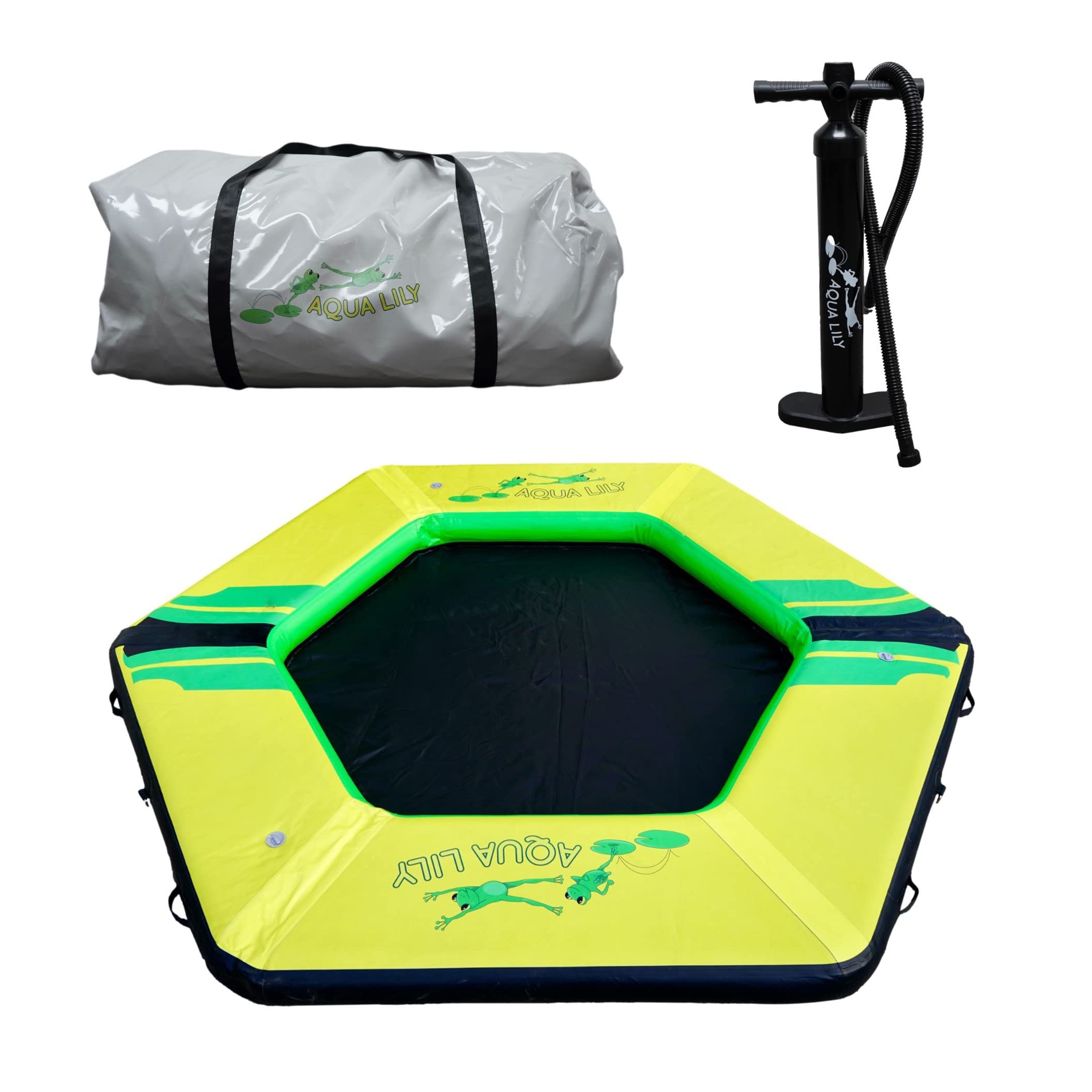 Aqua Lily Pad WateRaft Inflatable Floating Dock (12’ x 10’ Hexagon) Air Dock Platform Floating Island Raft with Surface for Pool Beach Ocean