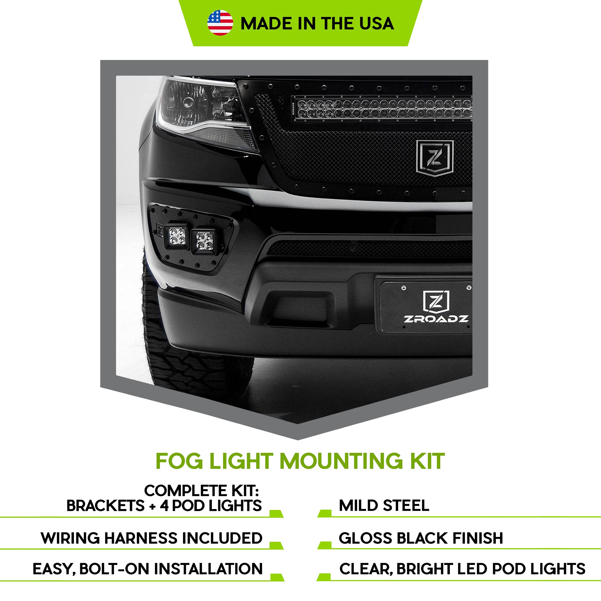 ZROADZ Black Front Bumper LED Light Bar KIT Z322671-KIT 2015-2016 CHEVROLET COLORADO