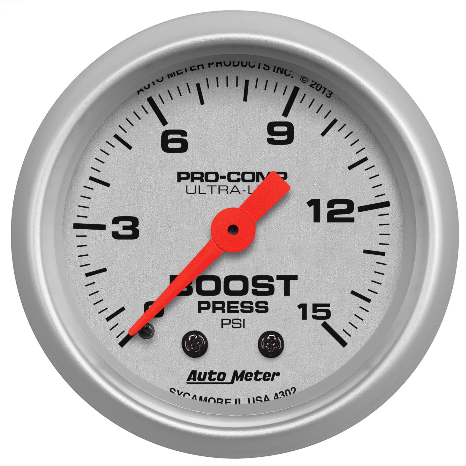 Ultra-Lite Auto Meter (4302) 2-1/16" 0-15 PSI Mechanical Boost Gauge
