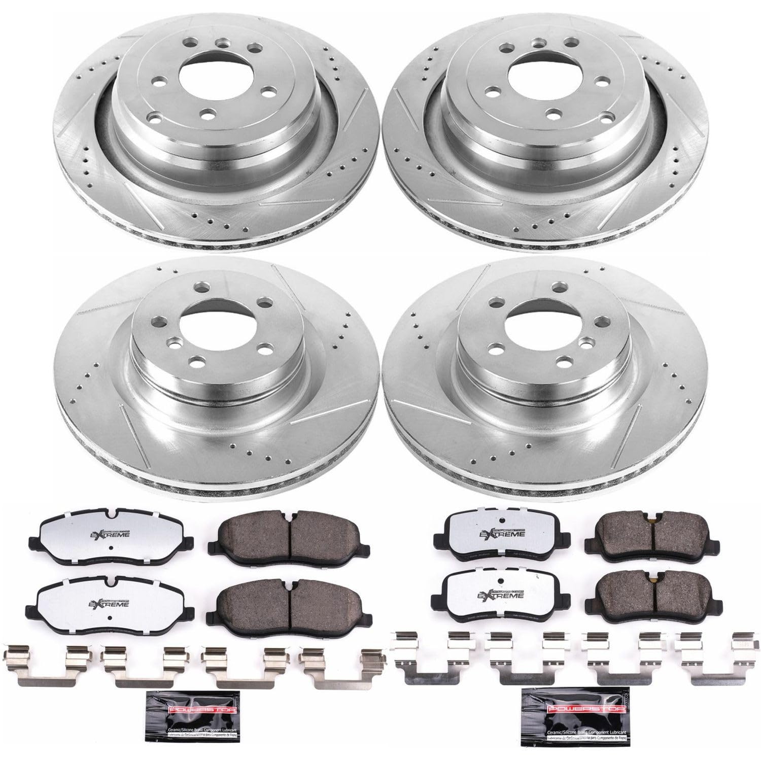 Power Stop Brake Kit Front and Rear For 2006 2007 2008 2009 Land Rover Range Rover - Truck & Tow Carbon Fiber Ceramic Pads & Drilled and Slotted Rotors Replacement, K5632-36