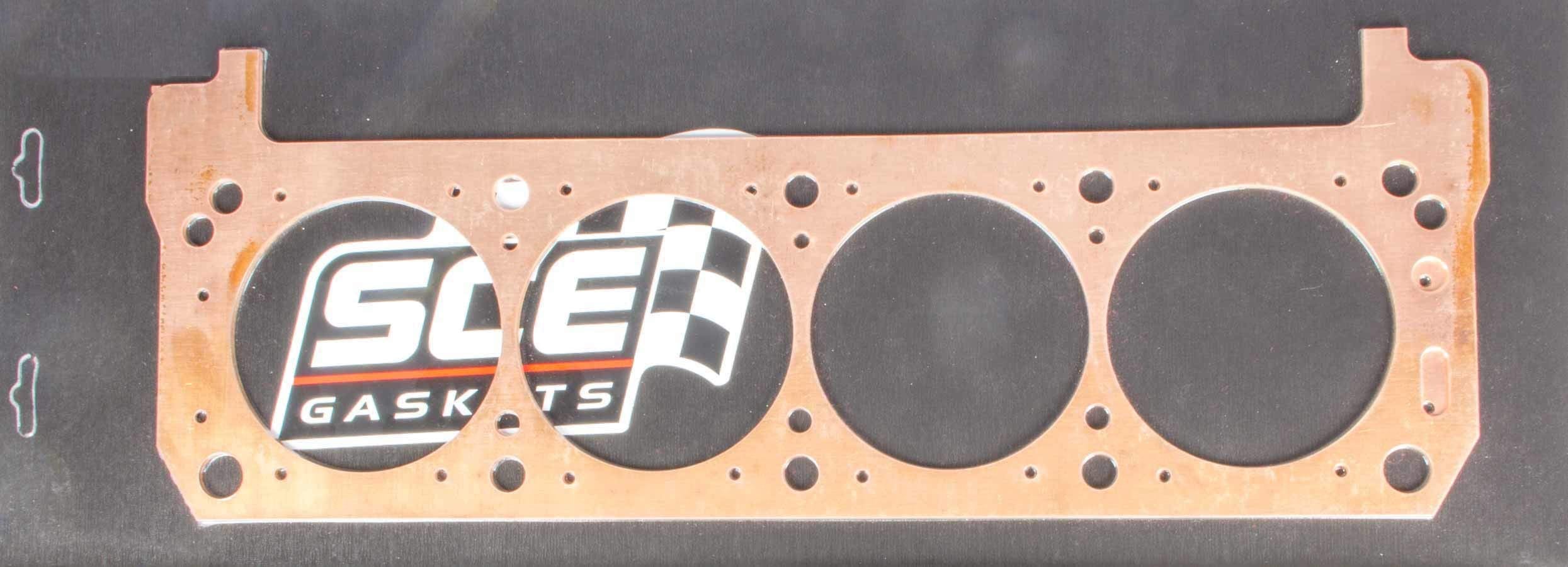 Cylinder Head Gasket, SCE Pro Copper, 4.155 in Bore, 0.080 in Compression Thickness, Copper, Driver Side, Yates/Boss Heads, Small Block Ford, Each