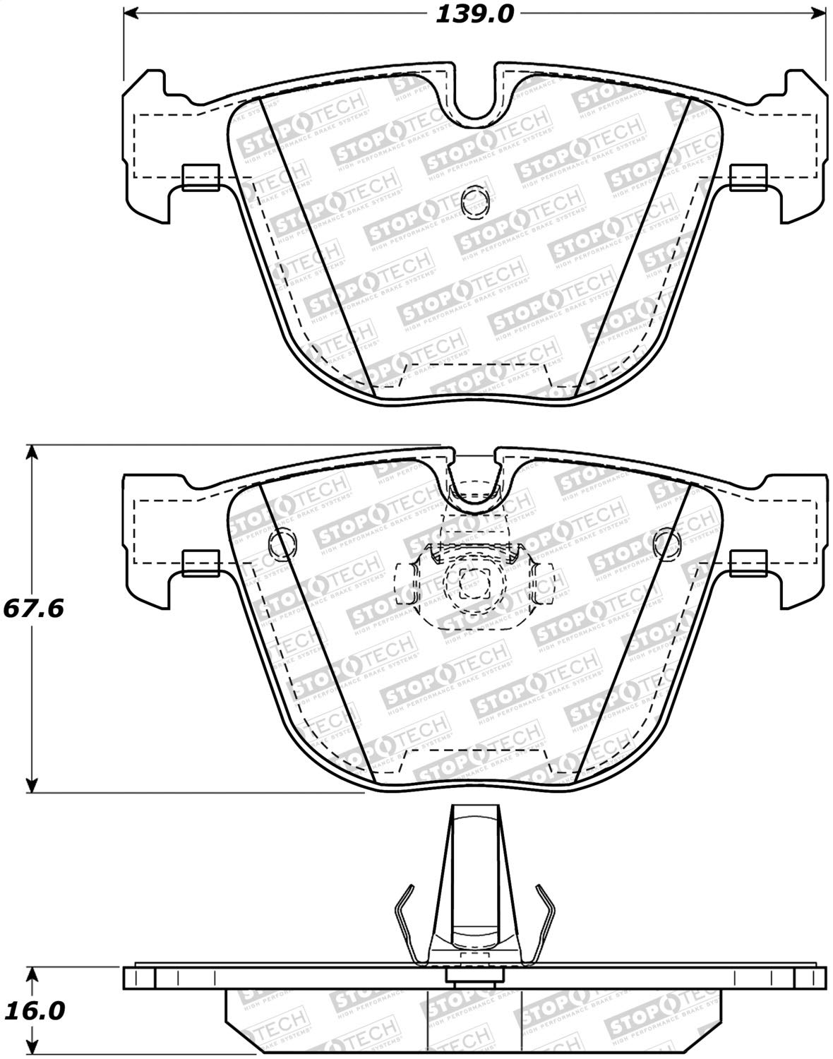 Rear StopTech 308.09191 Brake Pads with Shims Street
