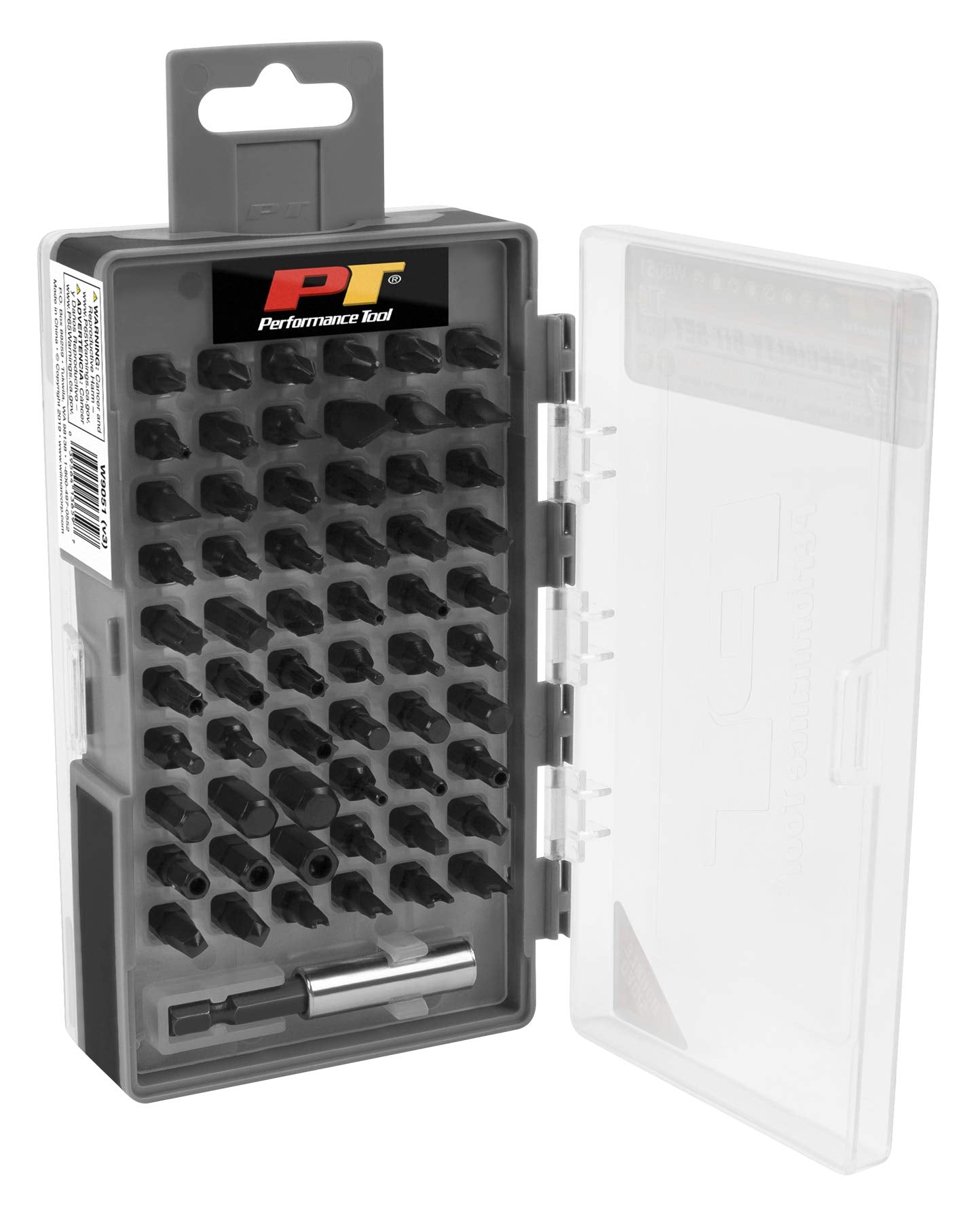 W9051 Performance Tool 75-Piece Specialty Bit Driver Set with Impact Grade S2 Steel and Tamper Resistant Fastener Styles in a Flip Case