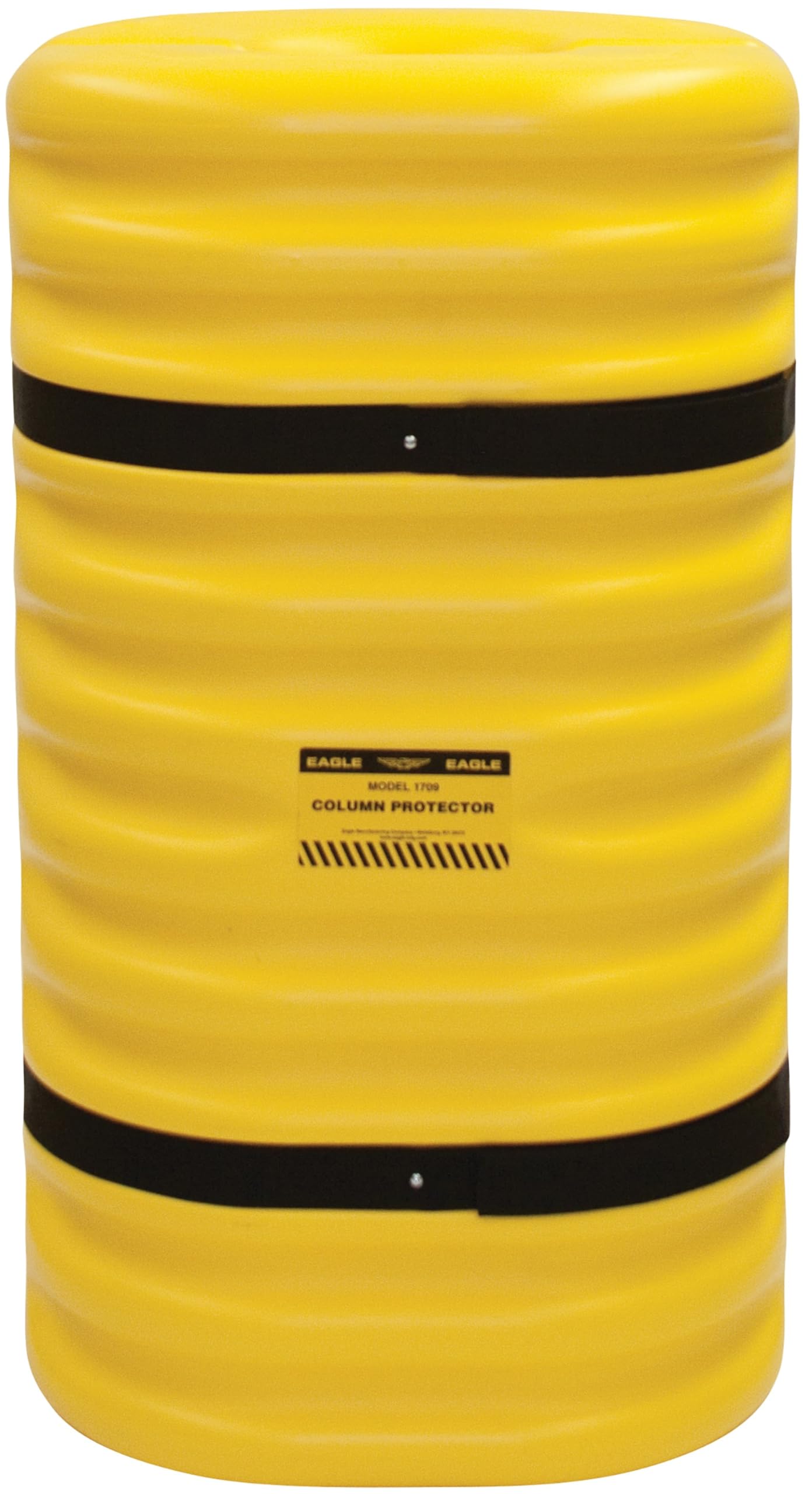 Plastic Eagle Column Protector for 9" Round Column with Interlocking Halves and Easy-Install Straps, 24" x 24" x 42", High-Density Polyethylene (HDPE), Made in The USA, Yellow, 1709