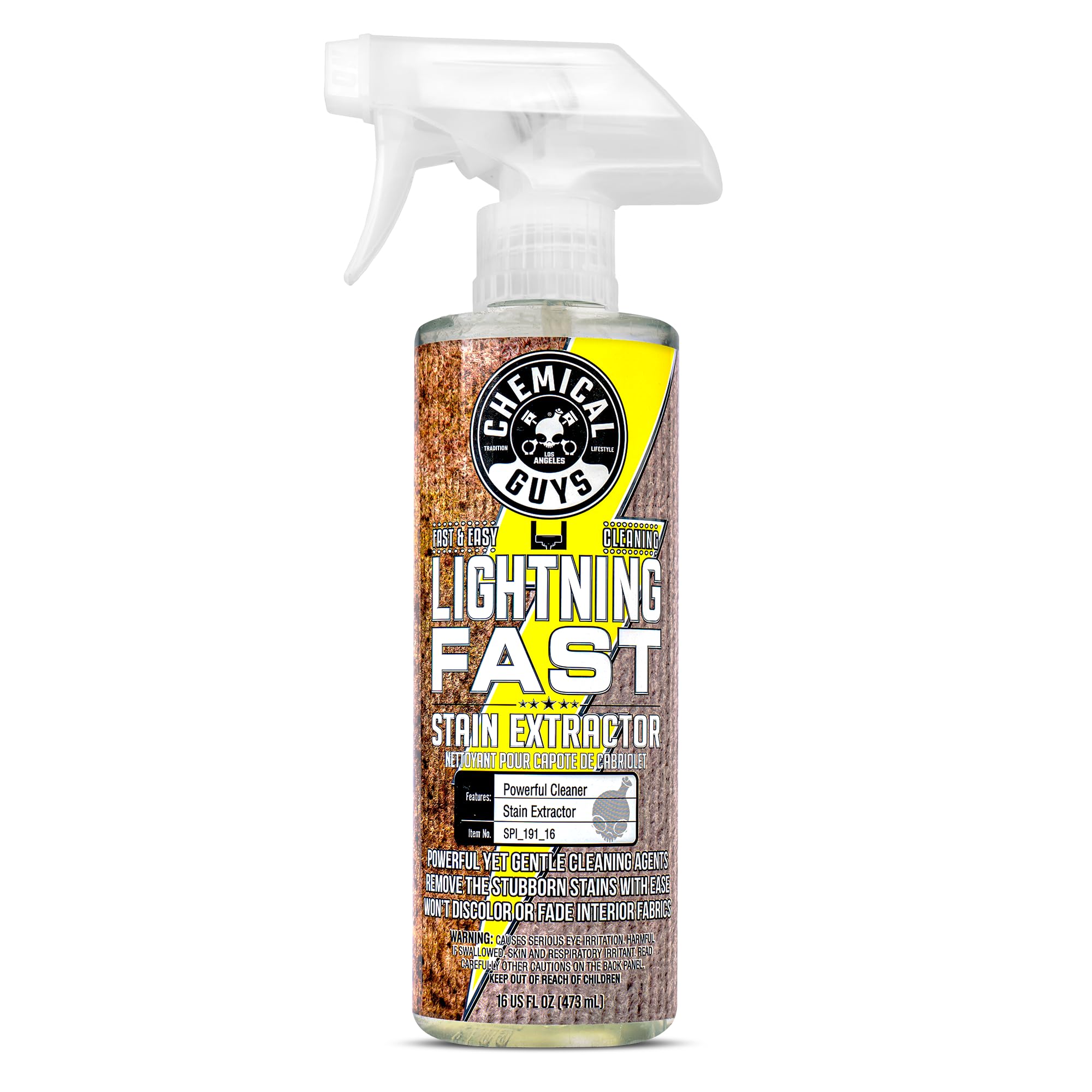 Chemical Guys Carpet and Upholstery Stain Extractor Lightning Fast - Chemical Guys Carpet Cleaner, Great for Fabric, Upholstery, Cars, Home, Office, Furniture, and More, Fresh Scent - 16 oz