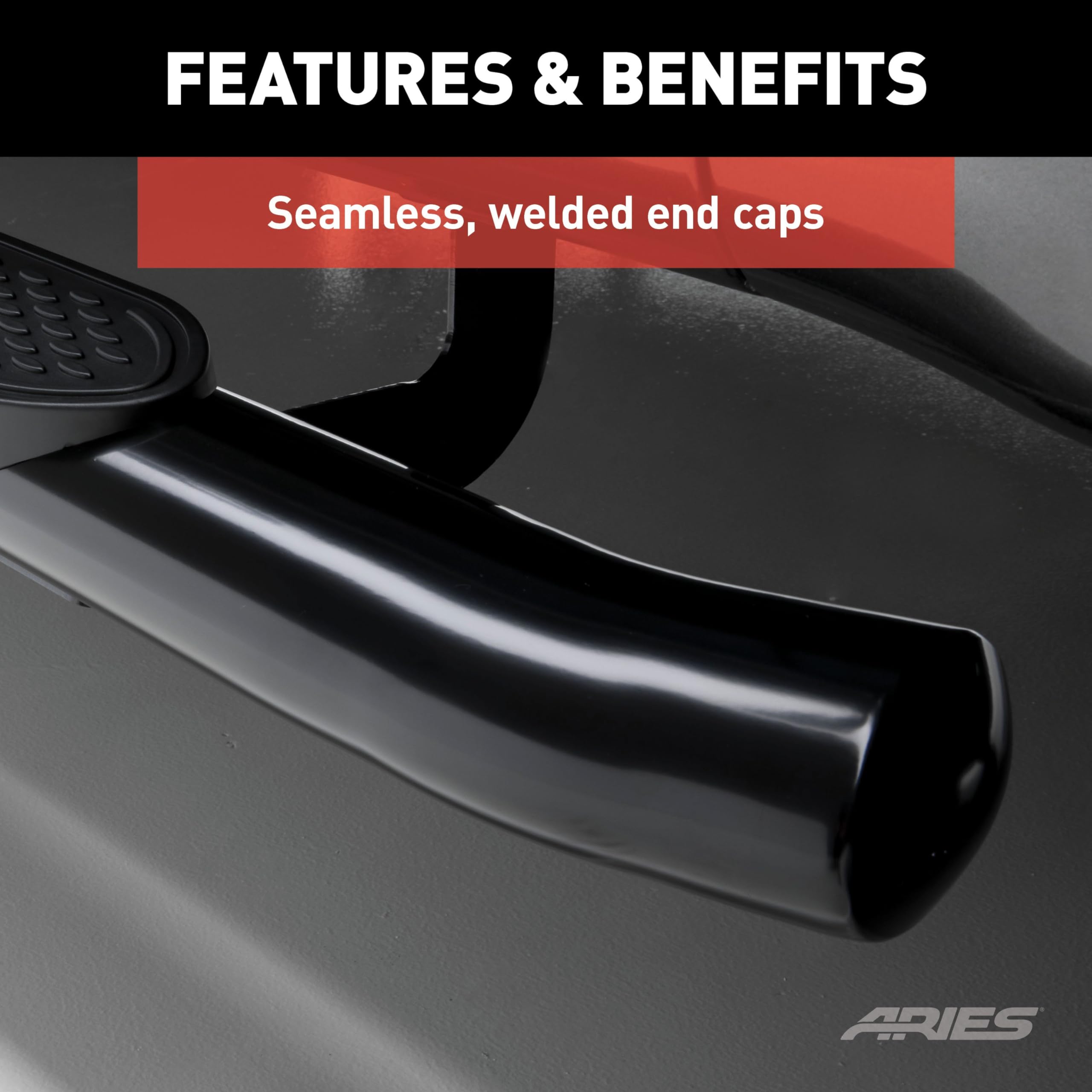 4-Inch ARIES Black Steel Oval Nerf Bars, Select Toyota Tundra CrewMax