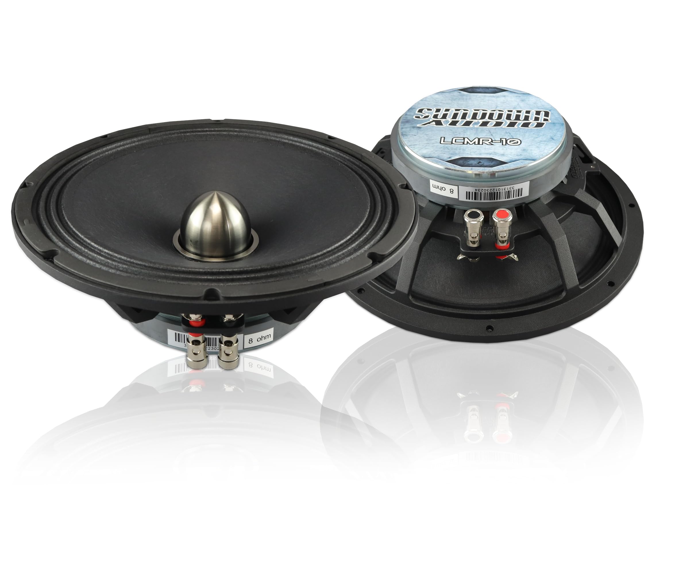 LCMRv.2-10 Sundown Audio Midrange Speaker - 120W RMS, 8-Ohm - 10" Phase Plug Design - High-Power Car Audio Driver, 20Hz-10kHz Full Range - Single Unit