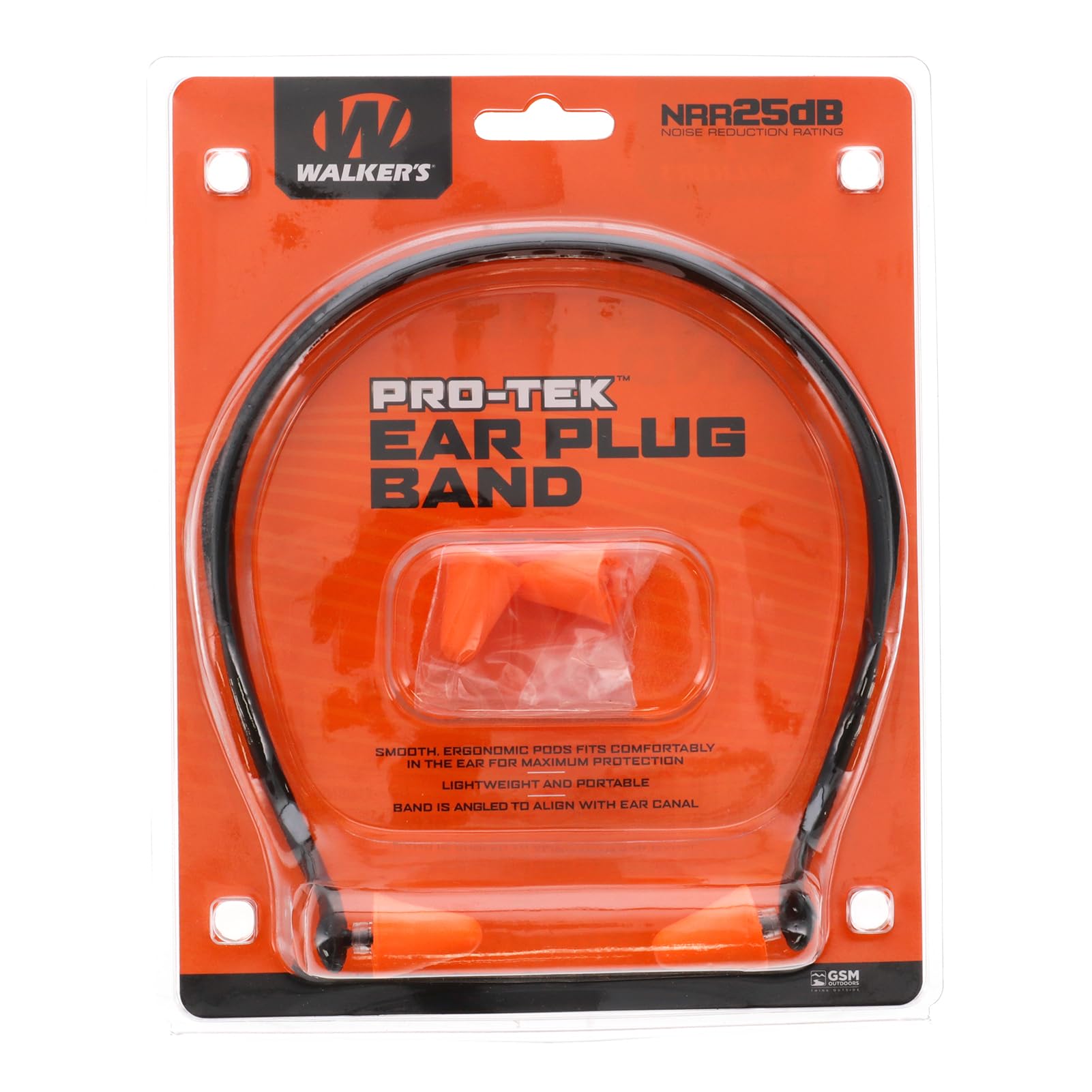 Walker's Earplug Band Pro-Tek 25dB NRR Passive Hearing Protection Shooting Hunting Soft Adaptable Foam Plugs w/Comfortable Neckband, Extra Pair of Ear Tips Included