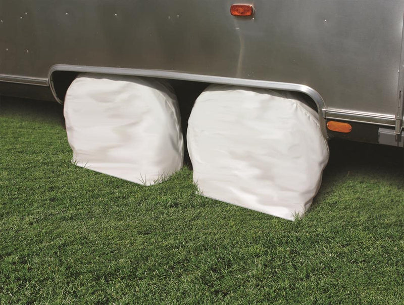RV Wheel & Tire Protector Camco 45322, 1 Pair (27 inches-29 inches, White)