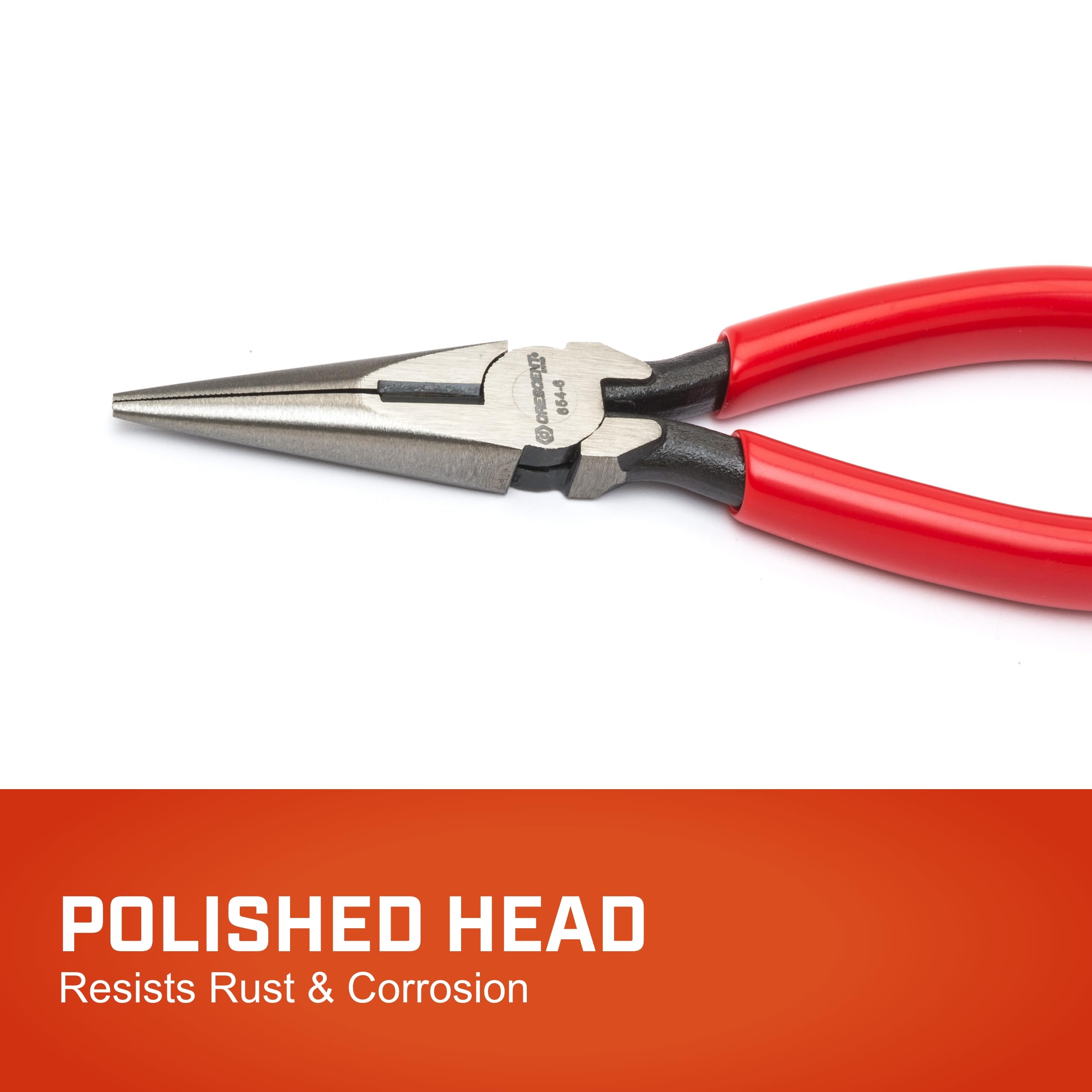 Crescent 6" Long Chain Nose Pliers Solid Joint Side Cutting - Grip Pliers with Side Cutter - Premium Wire Cutter - 6" - 6546CVSMLN