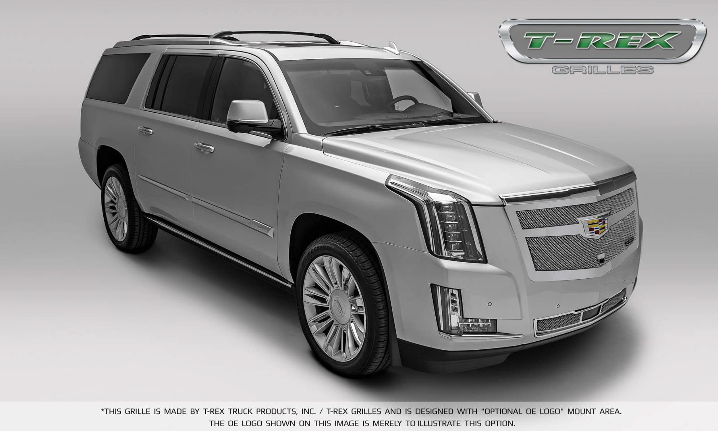 Upper Class Series T-Rex Grilles 2015i-2020 Escalade Bumper Grille, Chrome, 1 Pc, Replacement, Fits Vehicles with Adaptive Cruise Control - PN #57189, Polished