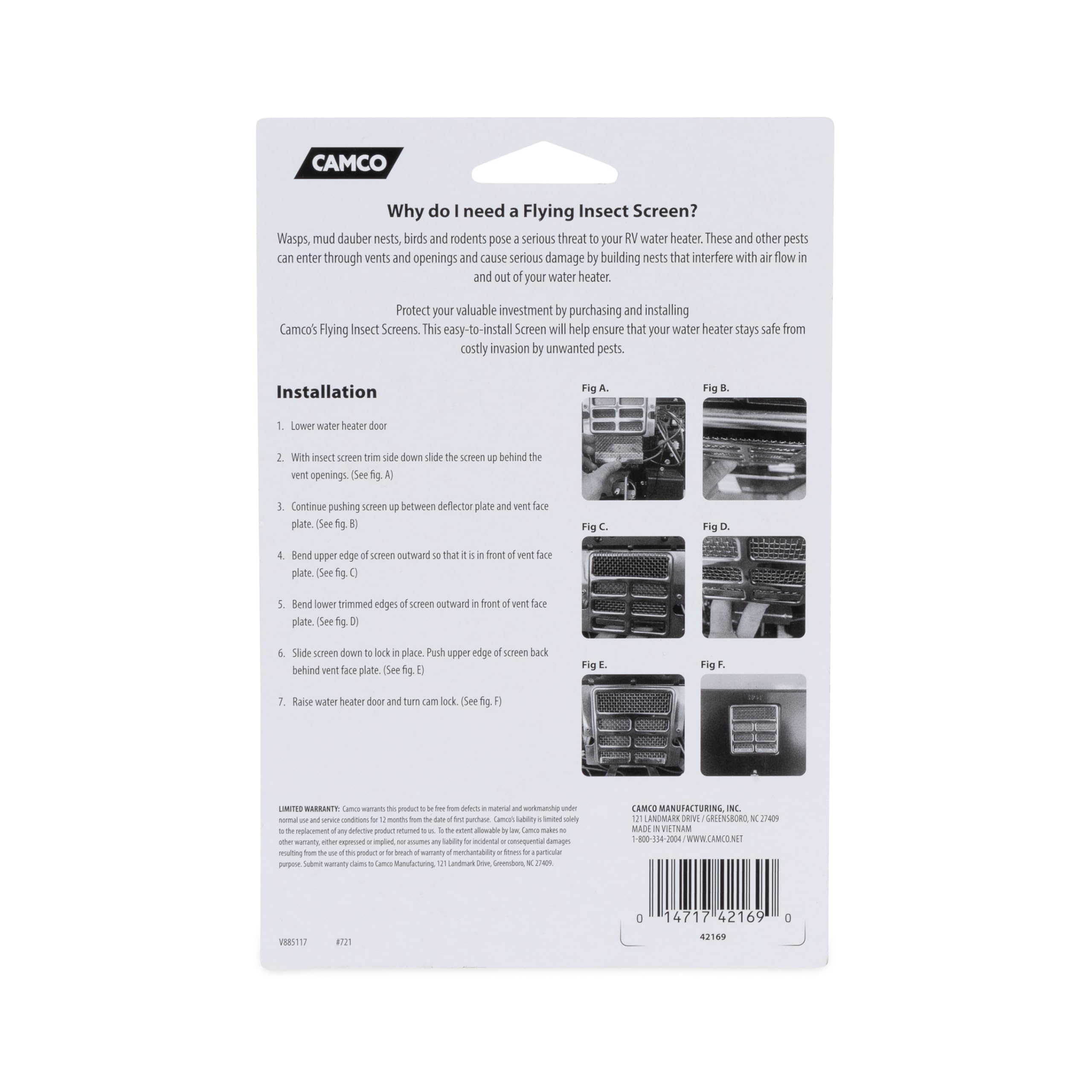 Dometic 6-Gallon Water Heaters Camco RV Flying Insect Screen (WH-6GEA) |Fits Dometic WH-6GEA 6-Gallon Water Heater Vents (42169)