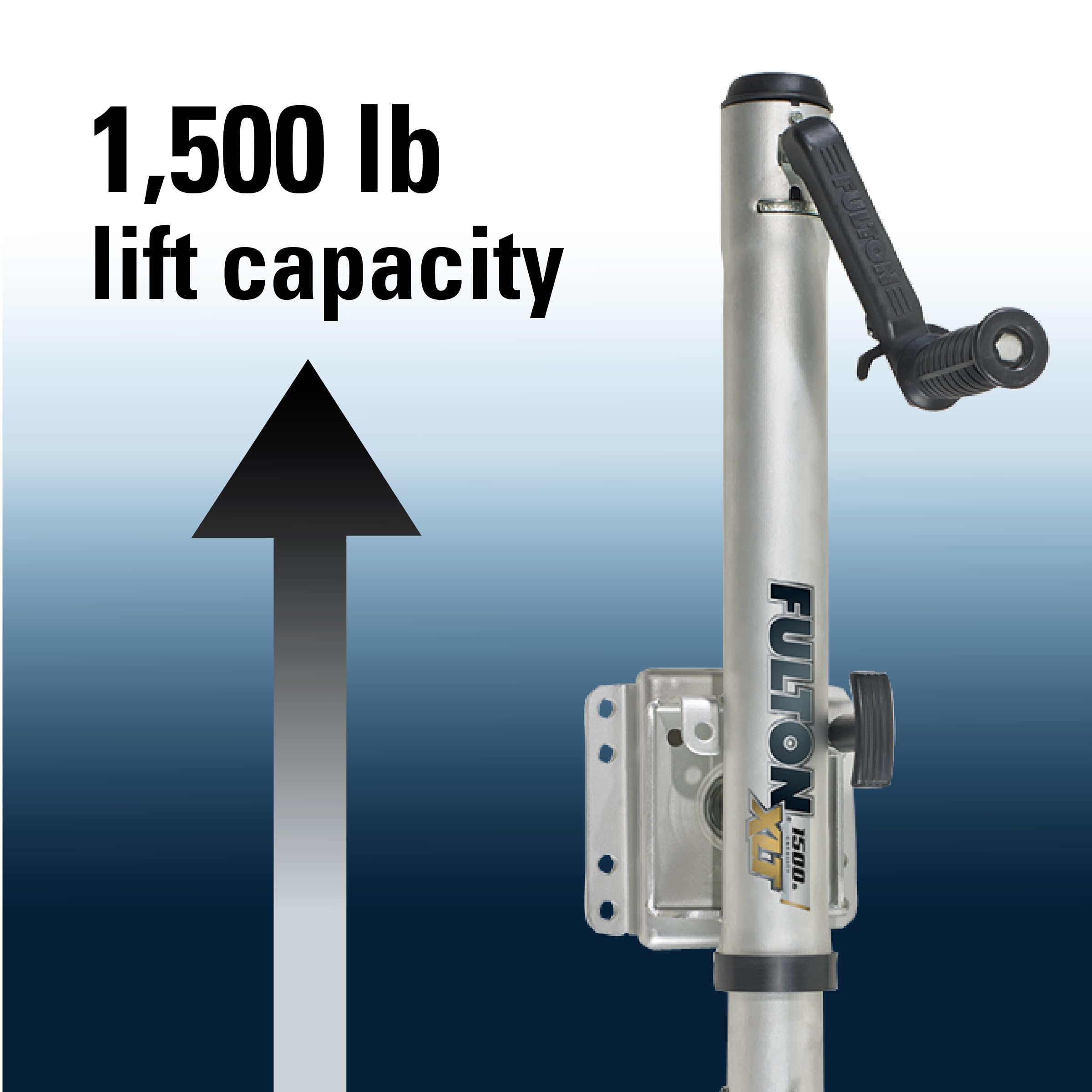 Fulton 141133 Marine Trailer Jack XLT, 1,500 lbs. Lift Capacity, Sidewind, Bolt-On Side Mount, 12 Inch Travel, Sharkskin Finish