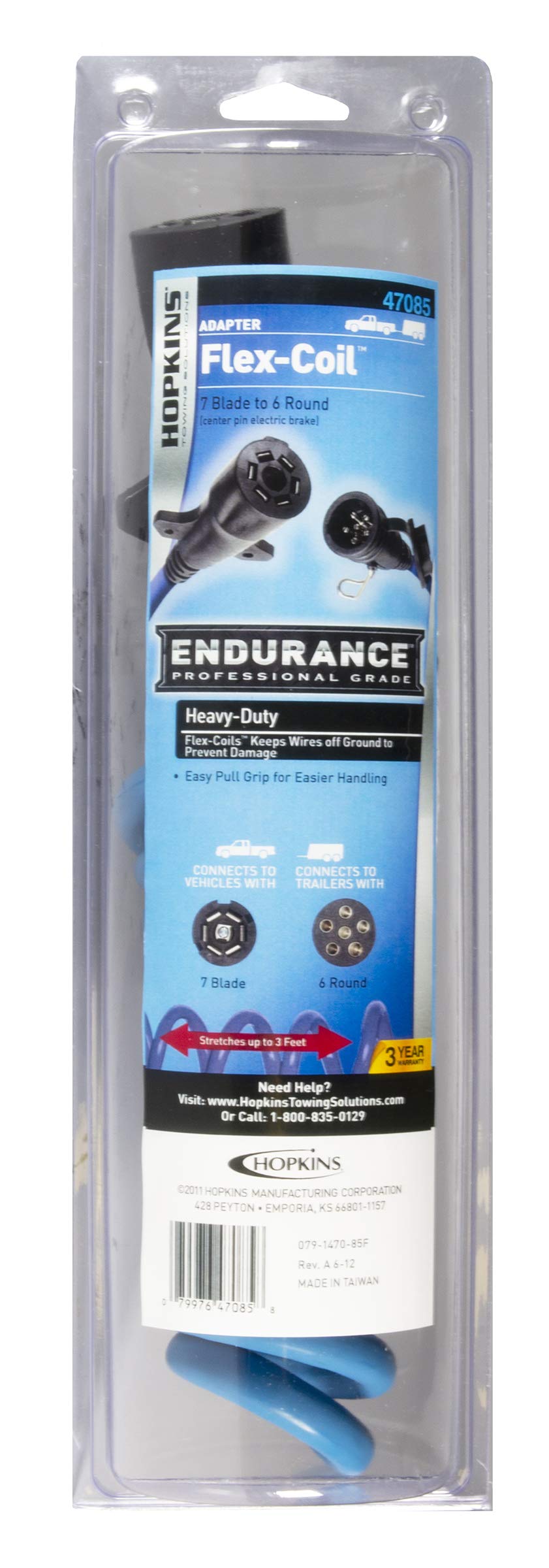 Endurance Flex-Coil 7 RV to 6 Pole Round Adapter Hopkins Towing Solutions 47085