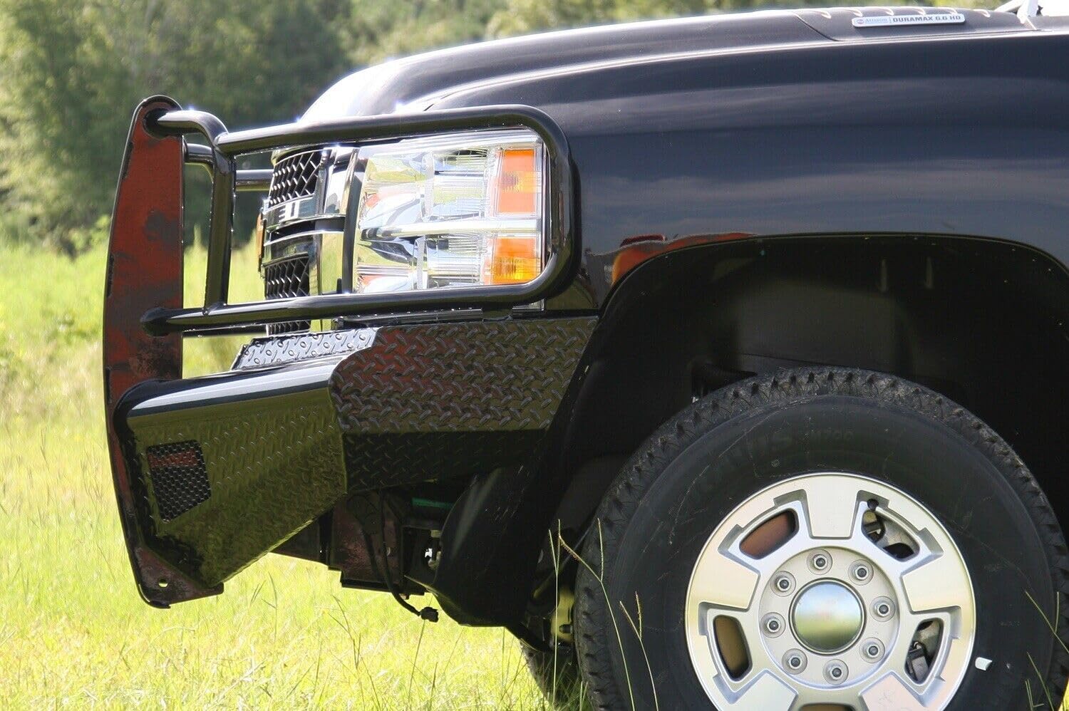 Black Steel Front Ranch Bumper Fab Fours CH11-S2760-1 2 Stage Black Powder Coated w/Full Grill Guard Incl. Light Cut-Outs