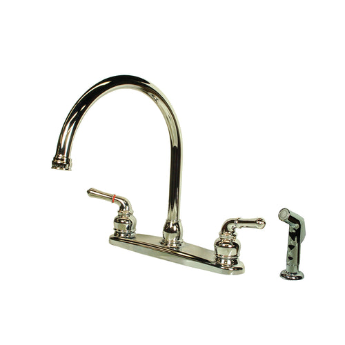 Empire Faucets American Brass CH801GS 8" Metallic Kitchen Faucet with Gooseneck Spout, Teapot Handles and Sprayer - Chrome