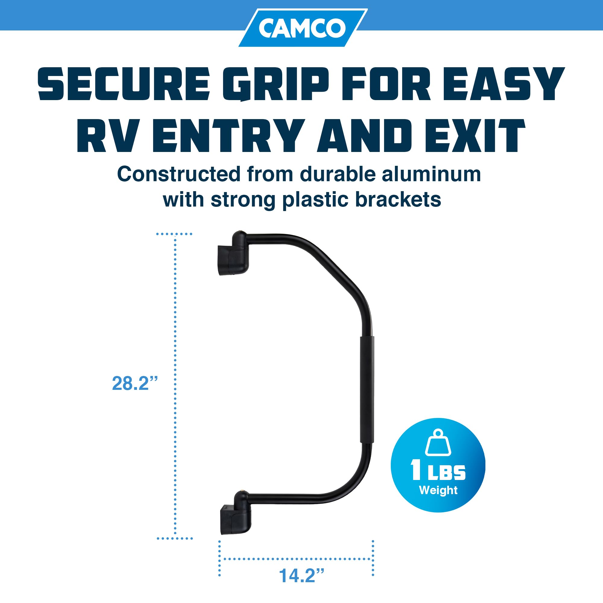 Fold-Away Camco RV Grab Handle | Features Comfort Sleeve and Made of Durable Aluminum | (42175)