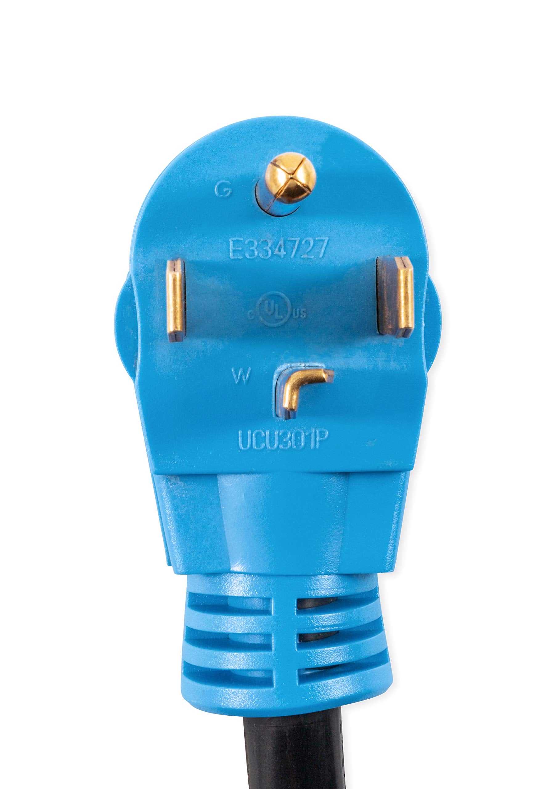 Camco 55451 Dryer Plug Adapter Electric Vehicle Dogbone with PowerGrip Handle, 30-Amp Male to 50-Amp Female, 12-Inch - Safely Converts Your Electrical Connection Type