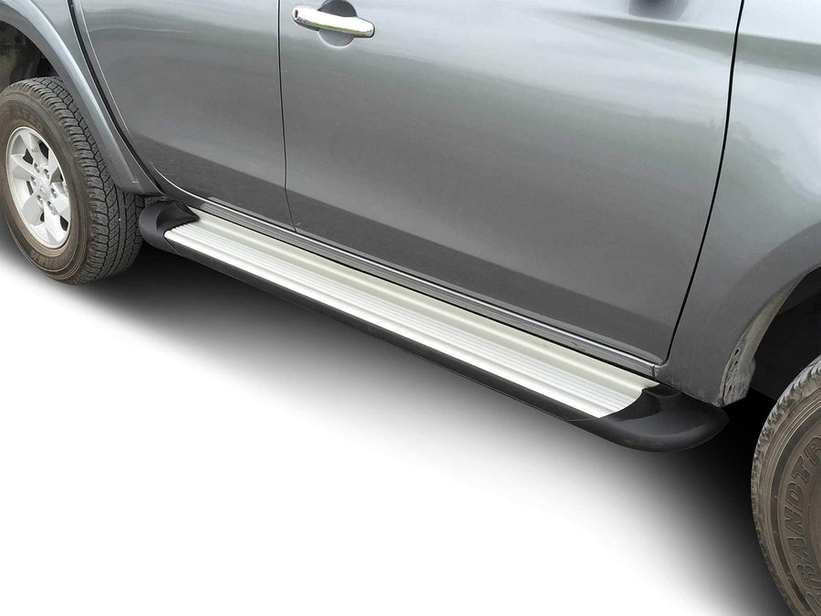 Transporter Running Boards Silver Black Horse Compatible with 2009-2010 Dodge Ram 1500/2500|2011-2023 Ram 2500/3500 (Excl. Chassis Cab Diesel Models)-TR-R185S