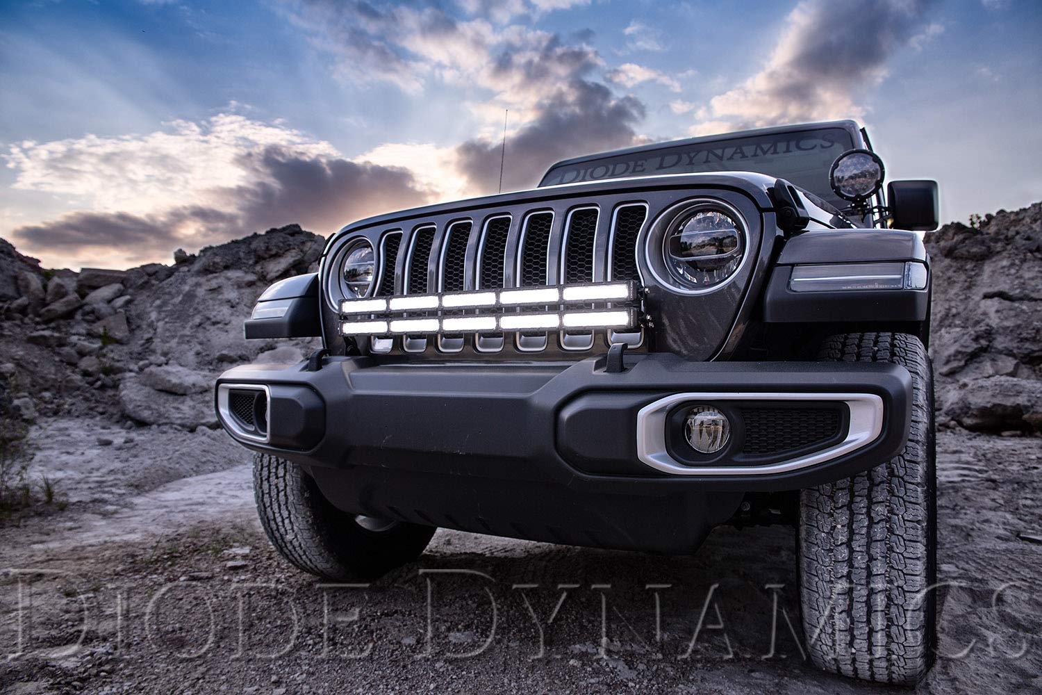 30" Single White Combo Bumper LED Light Bar Bracket Kit Diode Dynamics compatible with Jeep Wrangler JL 2018-2026
