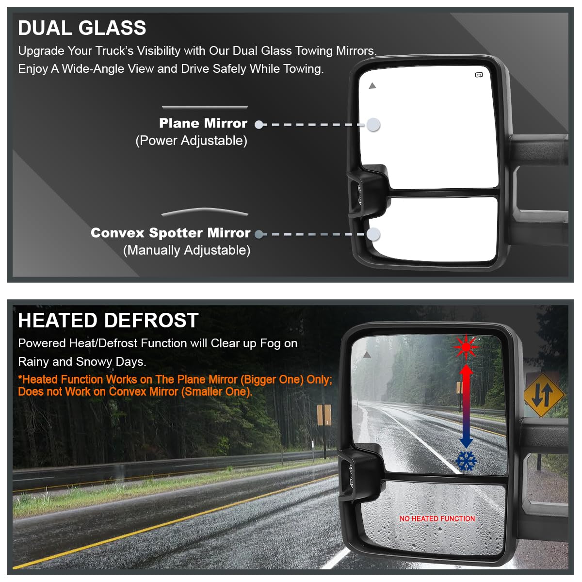 Spec-D Tuning Heated Power Tow Mirrors w/LED Signal + Blind Spot Compatible with 2007-2021 Toyota Tundra, 2008-2017 Toyota Sequoia Left + Right Pair