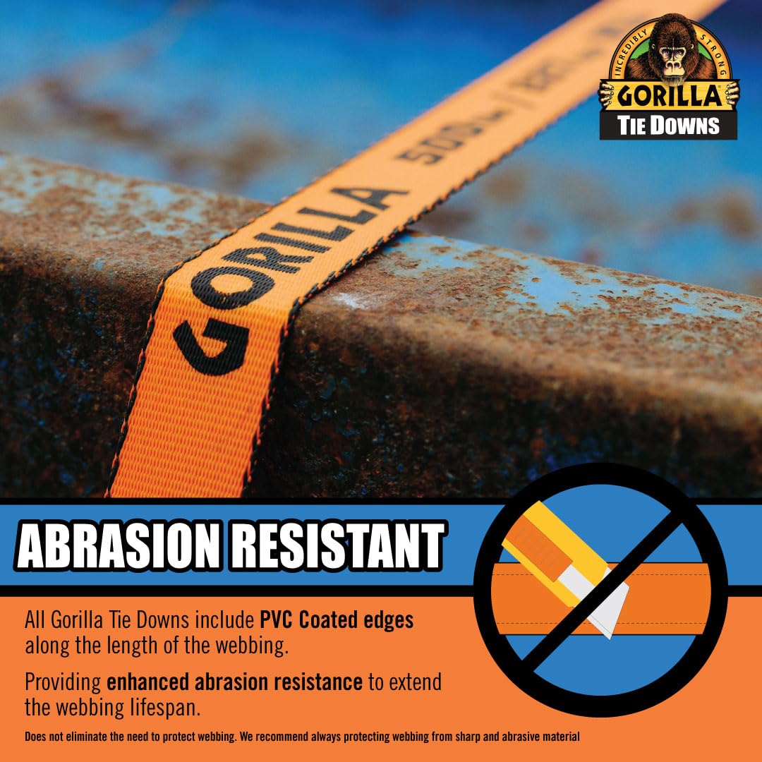Gorilla 1" X 12' Ratchet Strap with Cap Locks and Gorilla-Grip Handle - Orange Webbing 92004E
